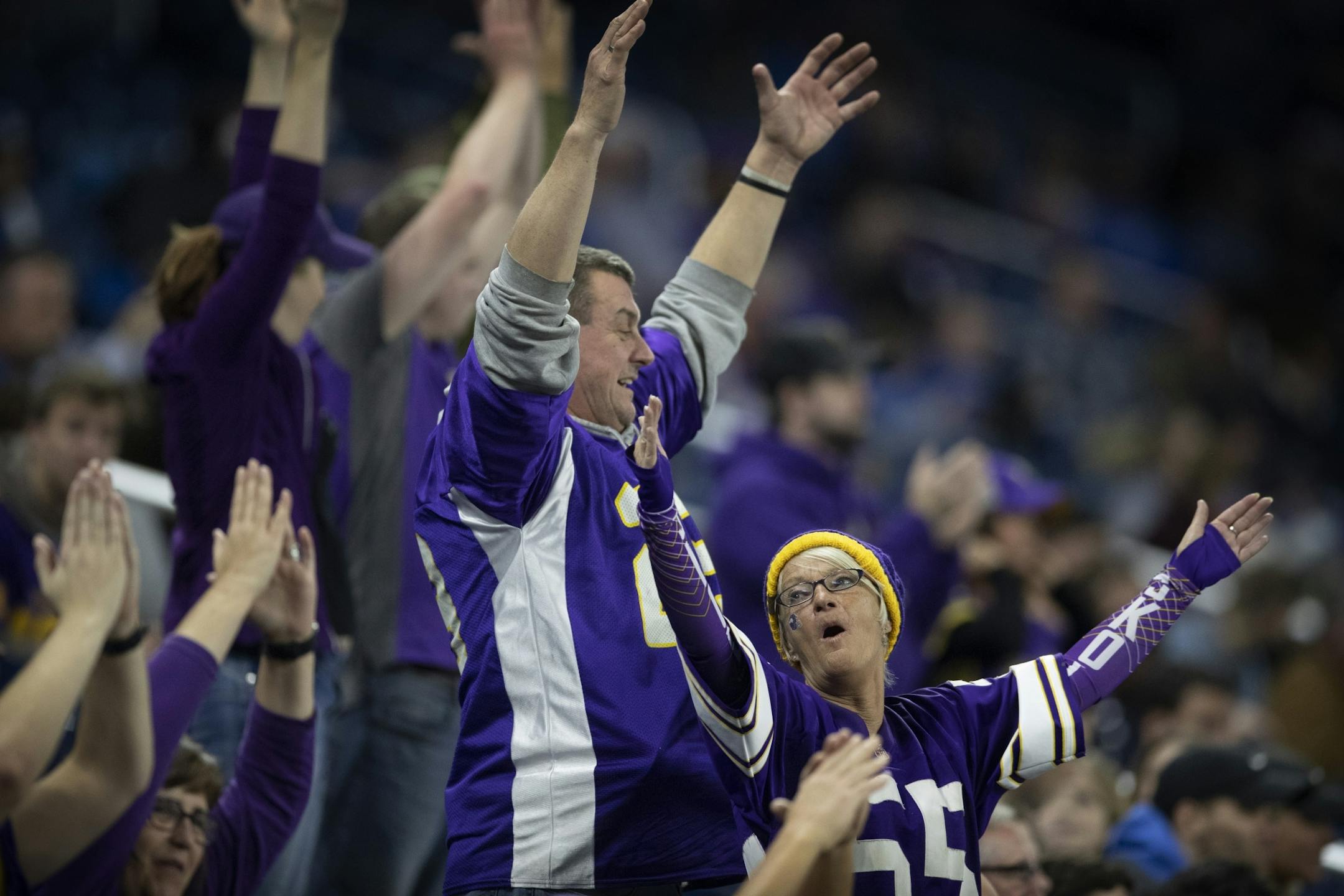 Vikings fans celebrated late in the forth quarter at Ford Field Sunday December 23, 2018 in Detroit, MI.