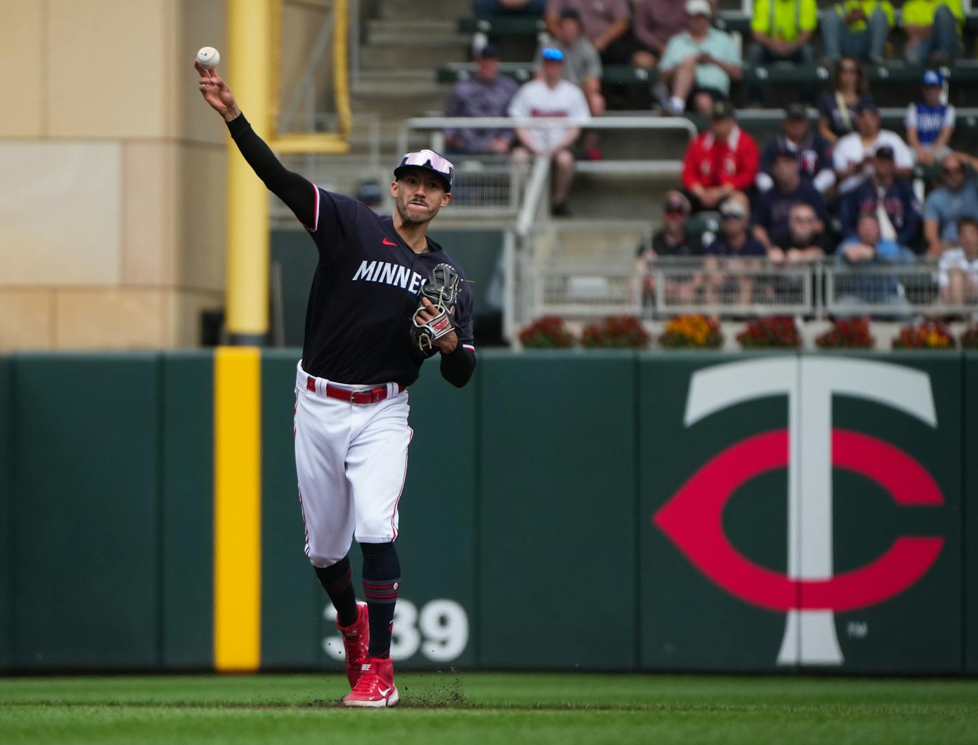 Minnesota Twins shortstop Carlos Correa (4) makes a play in the fourth inning at Target Field in Minneapolis, Minn., on Thursday, May 11, 2023. The Minnesota Twins defeated the San Diego Padres 5-3. ] SHARI L. GROSS • shari.gross@startribune.com