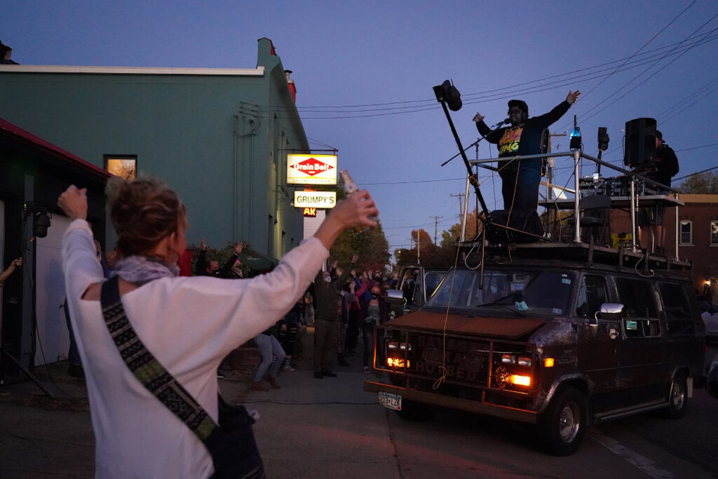 Fans took to the street outside Grumpy's to enjoy Nur-D's set.