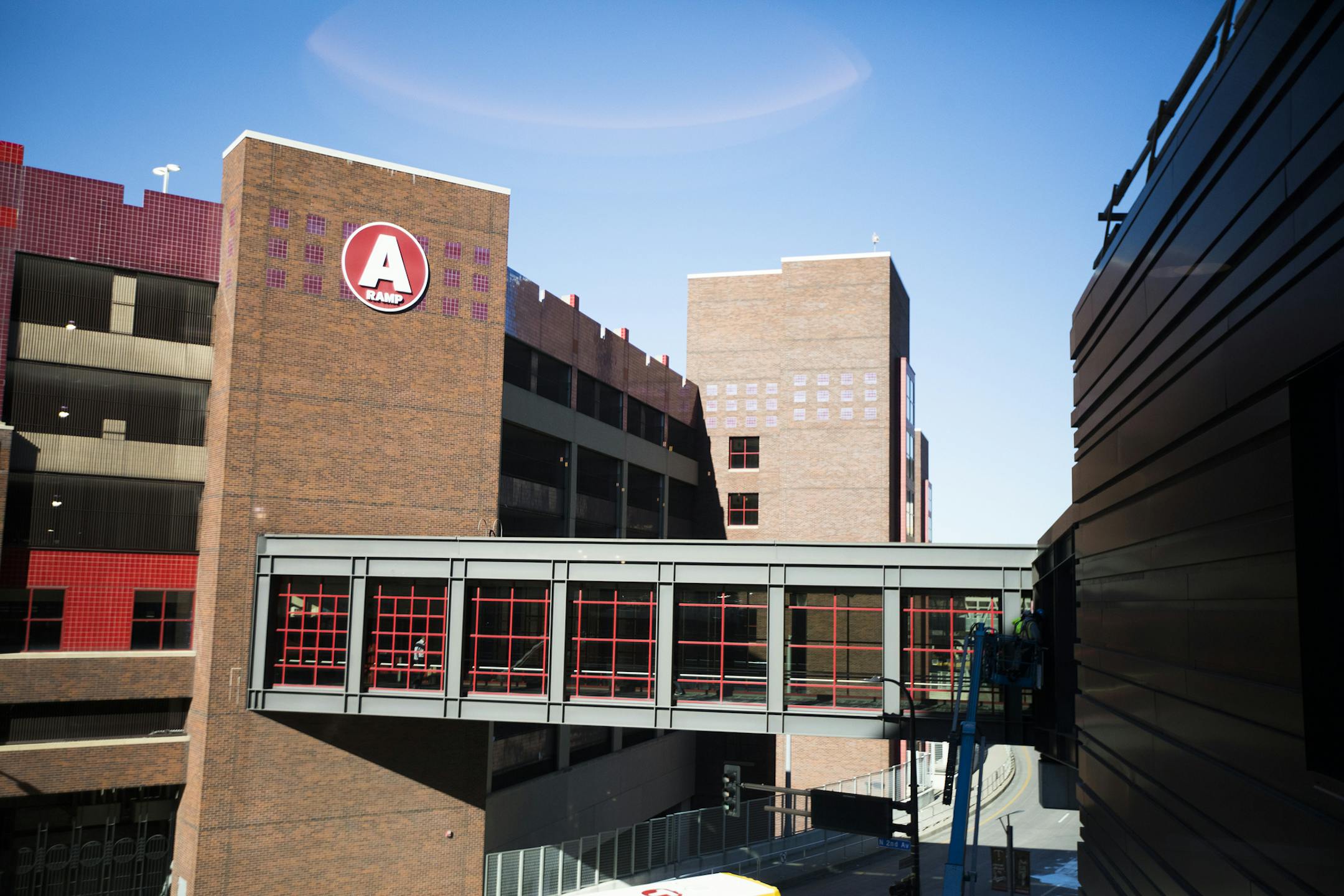 The new skyway to Ramp A from Target Center. ] LEILA NAVIDI ï leila.navidi@startribune.com BACKGROUND INFORMATION: Media tour of the newly renovated Target Center in Minneapolis on Monday, October 16, 2017.