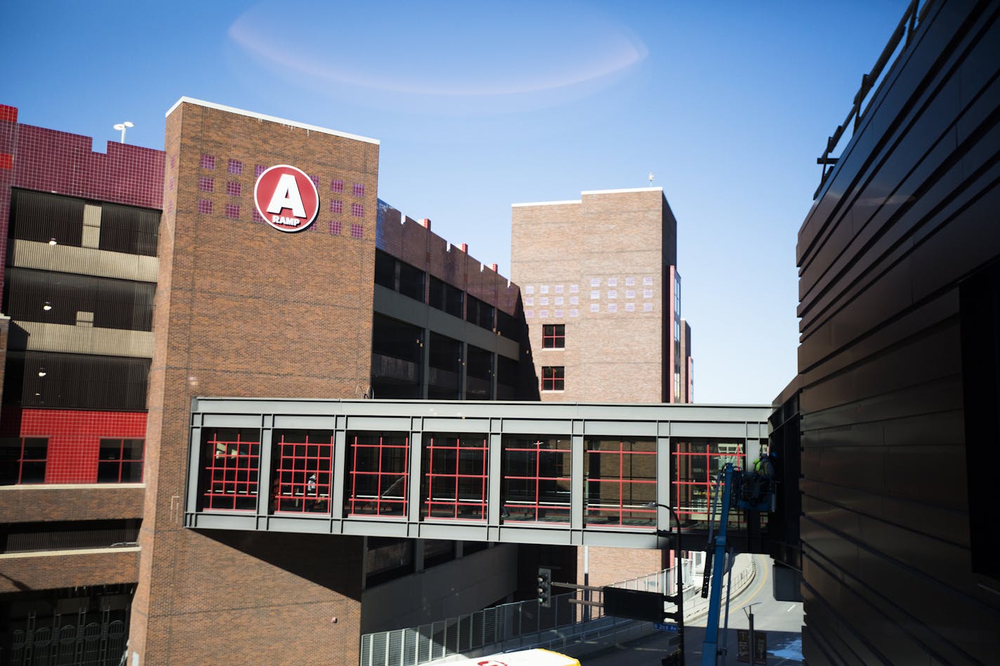 The new skyway to Ramp A from Target Center. ] LEILA NAVIDI &#xef; leila.navidi@startribune.com BACKGROUND INFORMATION: Media tour of the newly renovated Target Center in Minneapolis on Monday, October 16, 2017.