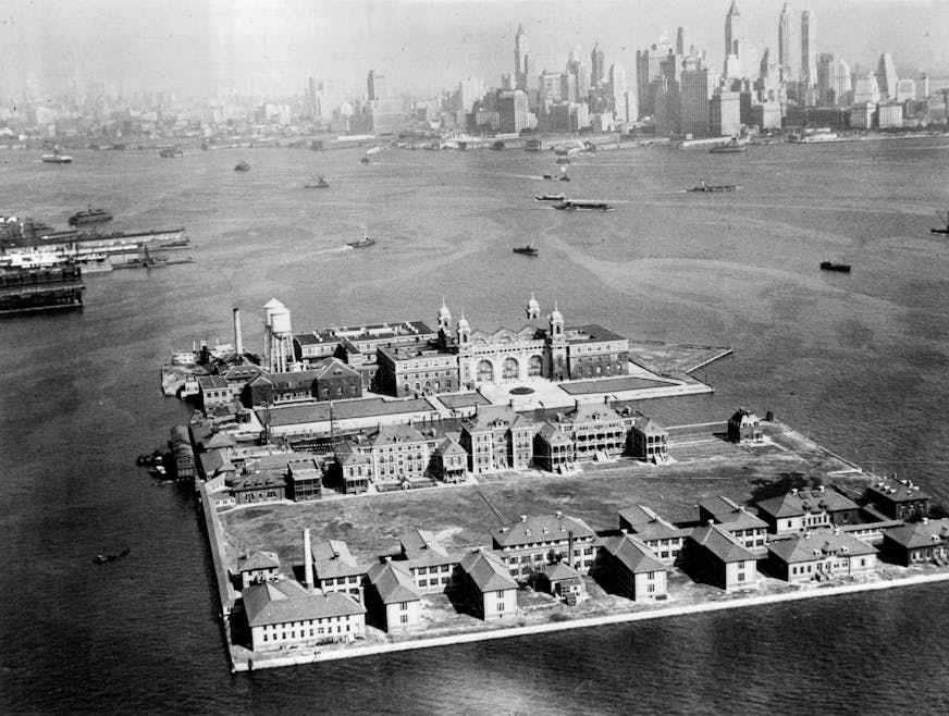 Ellis Island in New York Harbor in 1933.