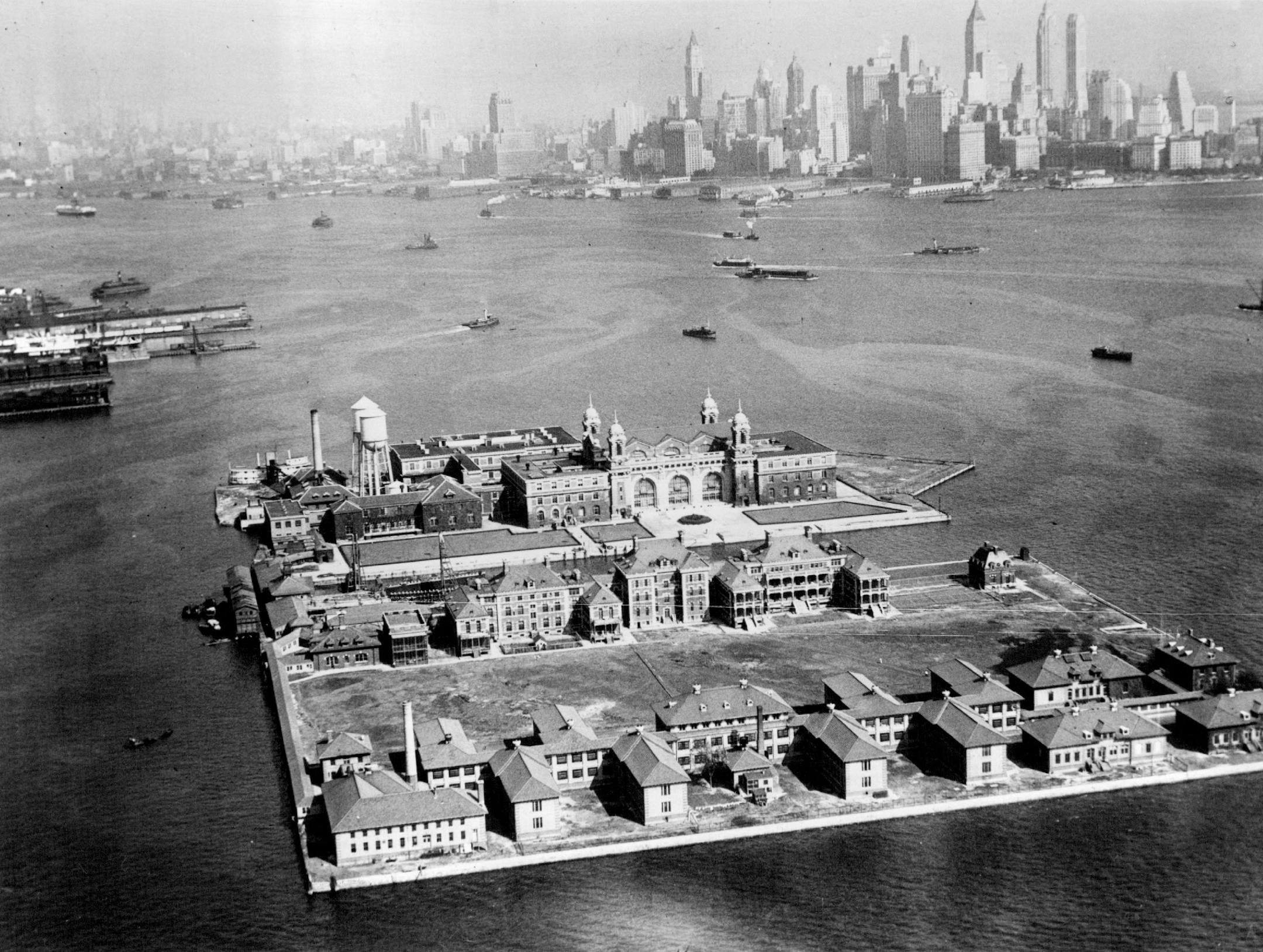 Ellis Island in New York Harbor in 1933.