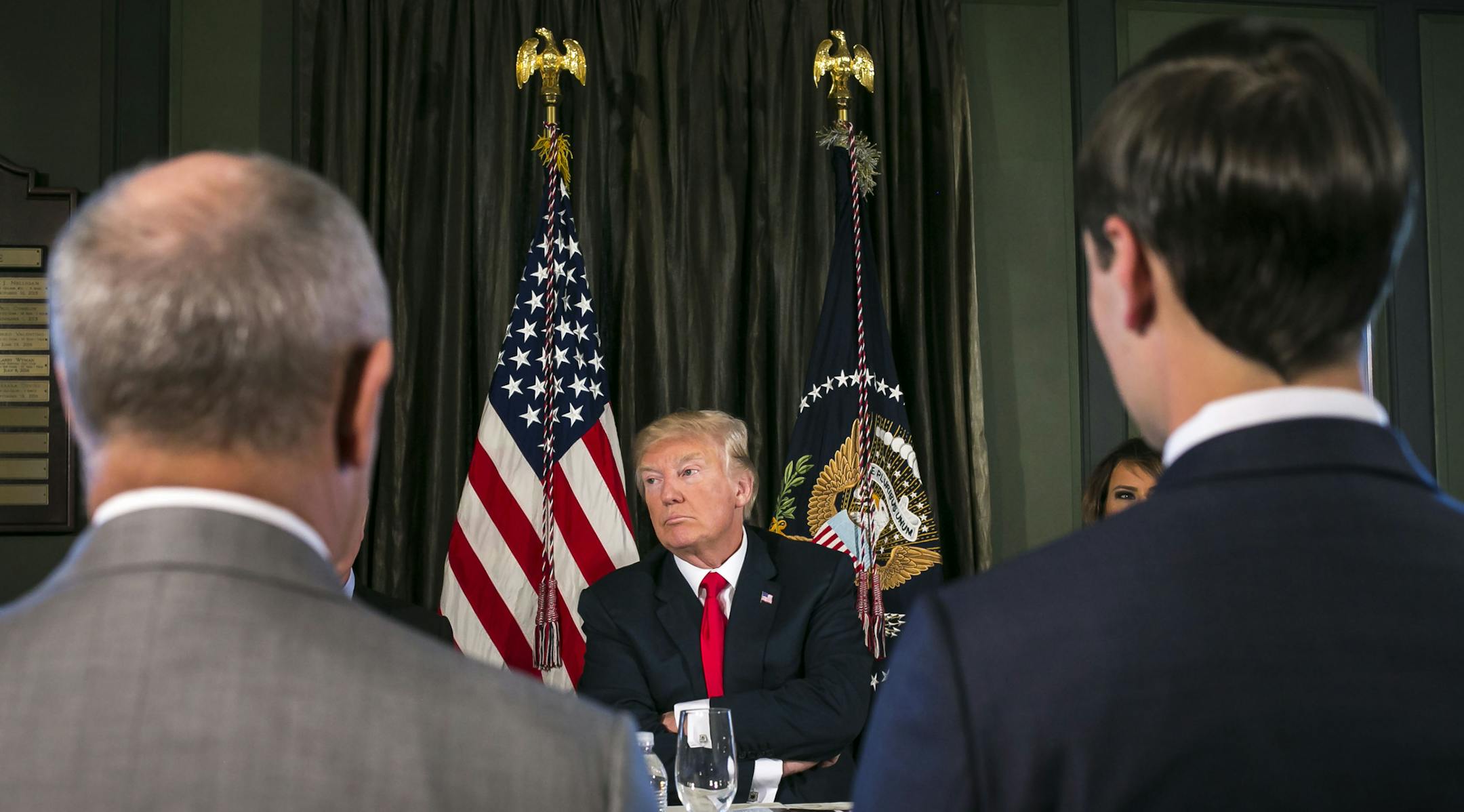 President Donald Trump speaks during a meeting regarding the opioid crisis, at his Trump National Golf Club in Bedminster, N.J., Aug. 8, 2017. Trump threatened on Tuesday to unleash ìfire and furyî against North Korea if it endangers the United States, a day after the isolated state warned that it would take ìphysical actionî over new United Nations sanctions. (Al Drago/The New York Times)