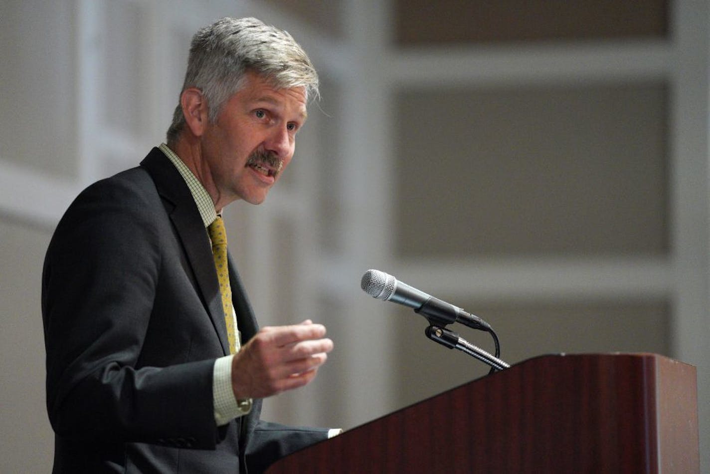 Tony Lourey, the commissioner of the Department of Human Services, spoke during a signing ceremony for H.F. 90, a bill that establishes greater protections for residents in assisted living facilities.