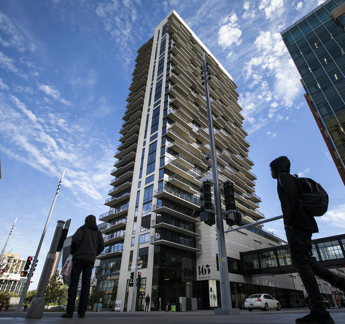 Long time coming: The 30-story 365 Nicollet apartment tower fills in an undeveloped gap on the mall. With available units as high as $7,495, the tower is testing the luxury rental market.