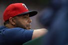 Minnesota Twins designated hitter Nelson Cruz (23) watched from the dugout in the second inning. ] ANTHONY SOUFFLE • anthony.souffle@startribune.com