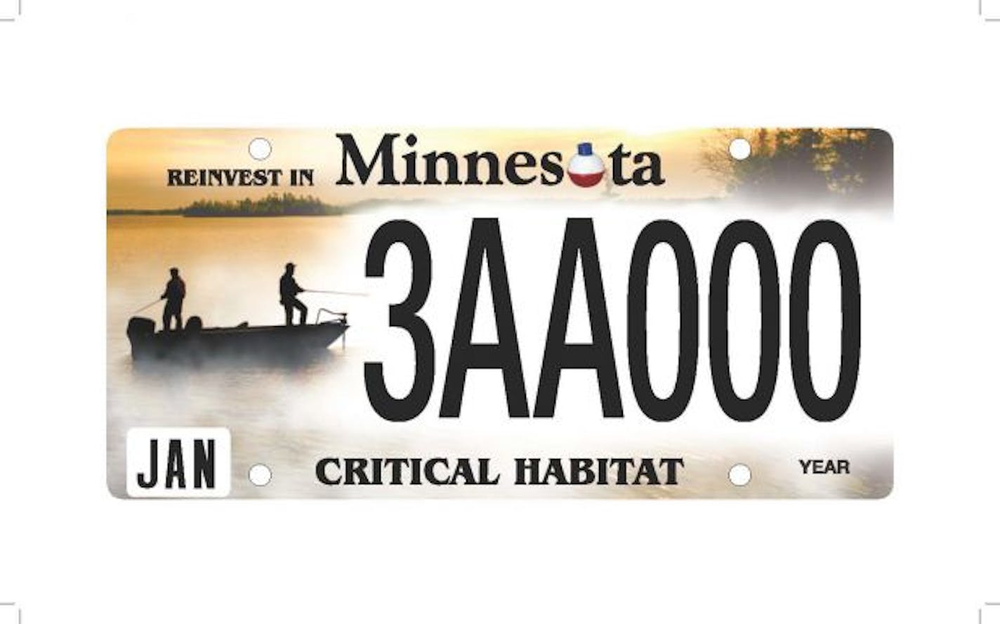 This license plate featuring a fishing boat is among the Critical Habitat plates the DNR is issuing this year.