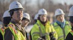 Mayor Jacob Frey, left, went on a hardhat tour of the University of Minnesota Urban Research and Outreach-Engagement Center, Friday, January 5, 2017 i