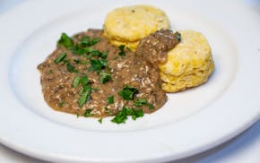 Robin Asbell, Special to the Star Tribune Squash Biscuits With Mushroom Gravy