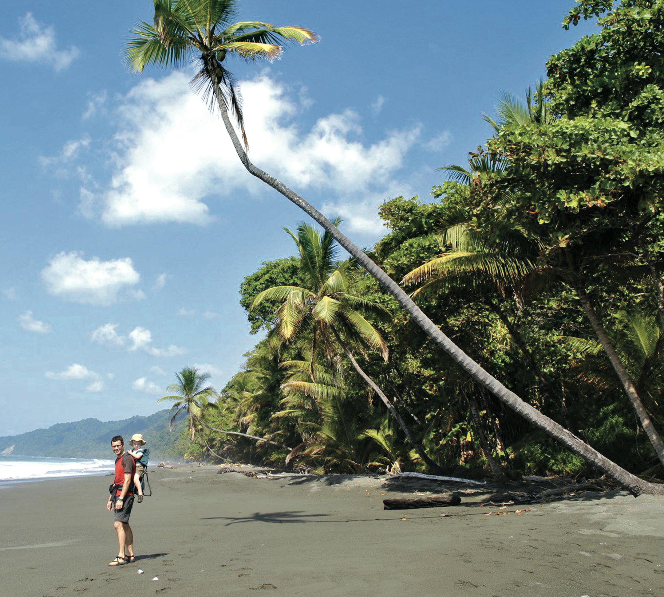 Hike with baby in backpack: Gabriel Keller carried Zach, then age 2, on a sweltering beach hike to a lodge on the edge of Corcovado National Park. ] Itís still possible to get off-the-beaten-path on the Pacific Coast of Costa Rica, even as parts of the country have rapidly developed in recent years.