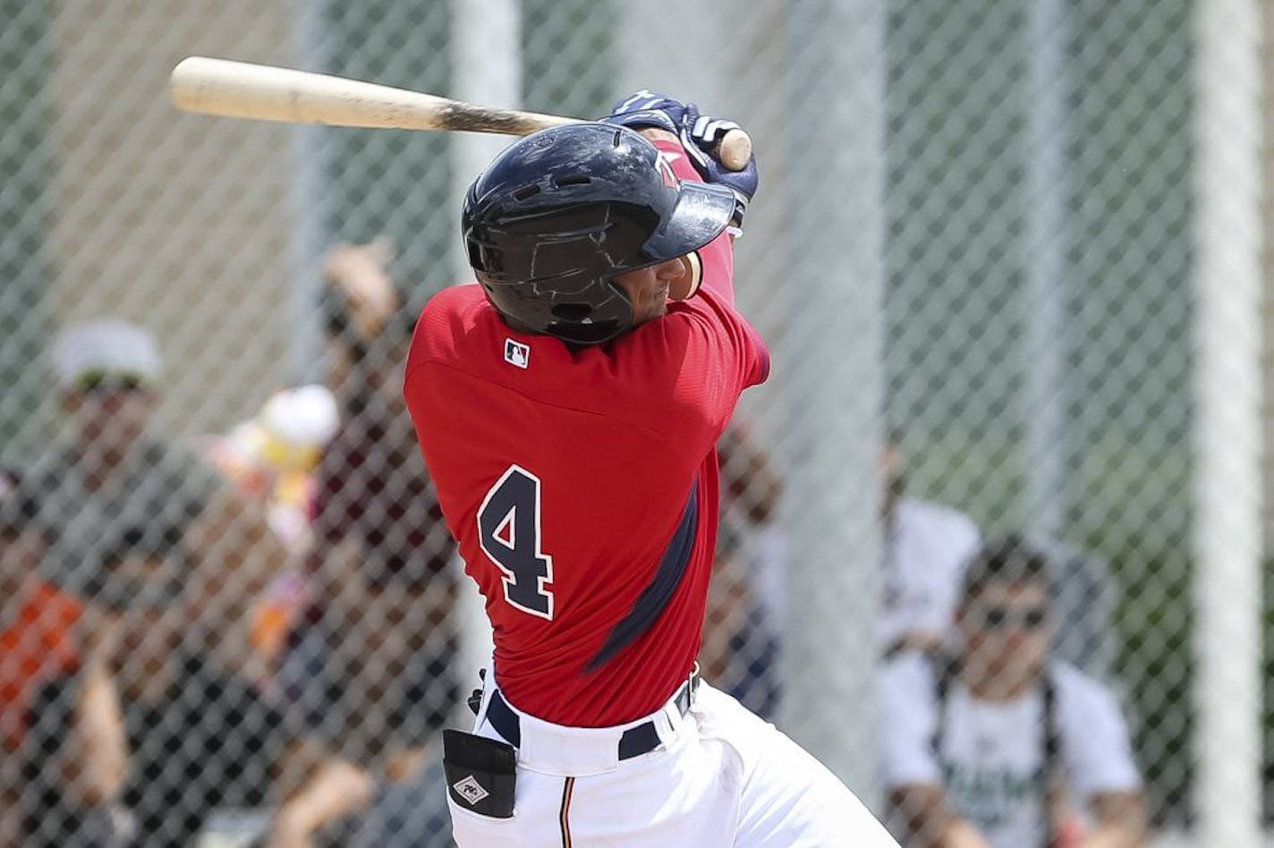 Minnesota Twins first overall pick Royce Lewis grounds out in the first inning during the game against Boston in Fort Myers, Fla. on Friday, July 14, 2017.