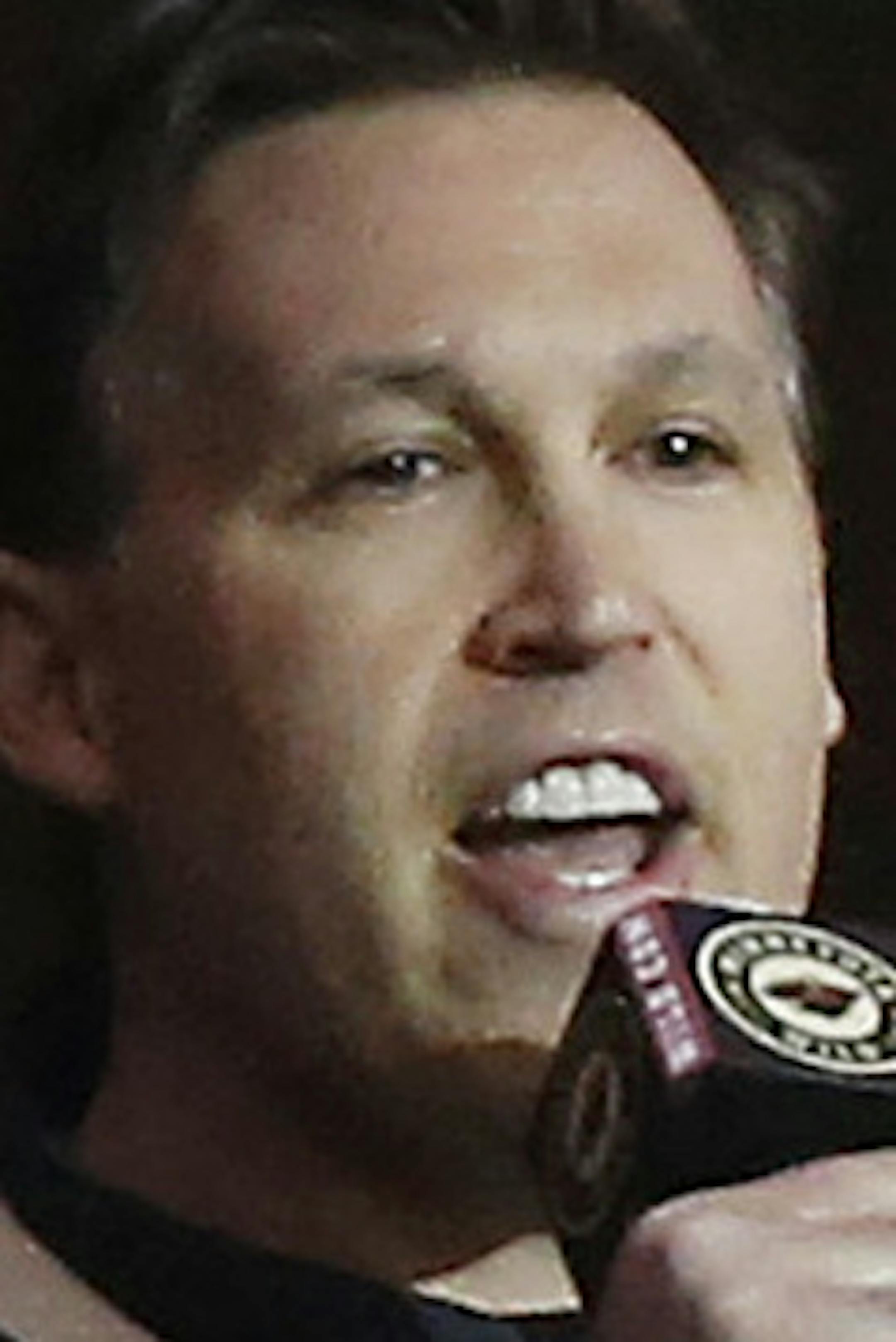 Former Minnesota Wild player Brian Rolston said, "Letís play hockey" before the start of game 3. ] CARLOS GONZALEZ cgonzalez@startribune.com, April 20, 2015, St. Paul, Minn., Xcel Energy Center, NHL, Minnesota Wild vs. St. Louis Blues, Game 3, Stanley Cup Playoffs