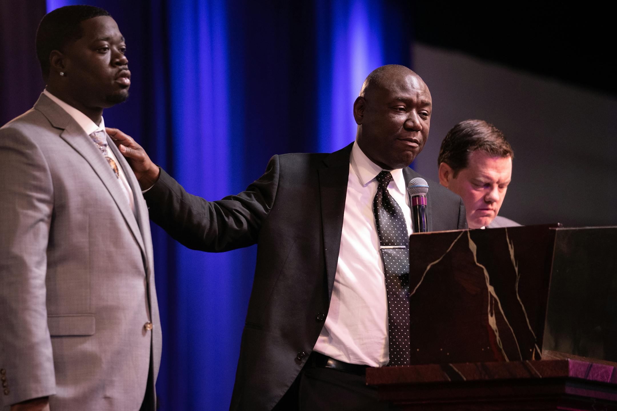 George Floyd's nephew Brandon Williams and attorney Ben Crump expressed their thanks and condolences to the Frazier family.