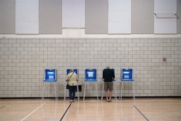 After an initial surge of voters came to cast primary ballots at Zion Lutheran Church in Anoka, things slowed down with no lines mid-morning on Tuesda