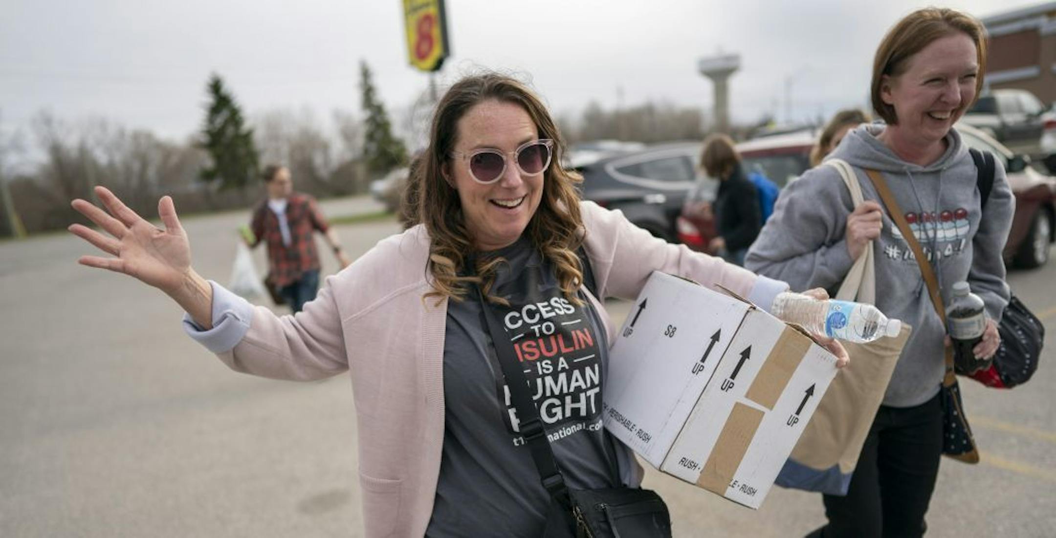 Vicky Luedtke left and Nicole Smith-Holt carried a cooler with insulin too their hotel room Saturday May 4, 2019 in Ft. Frances, Ontario.