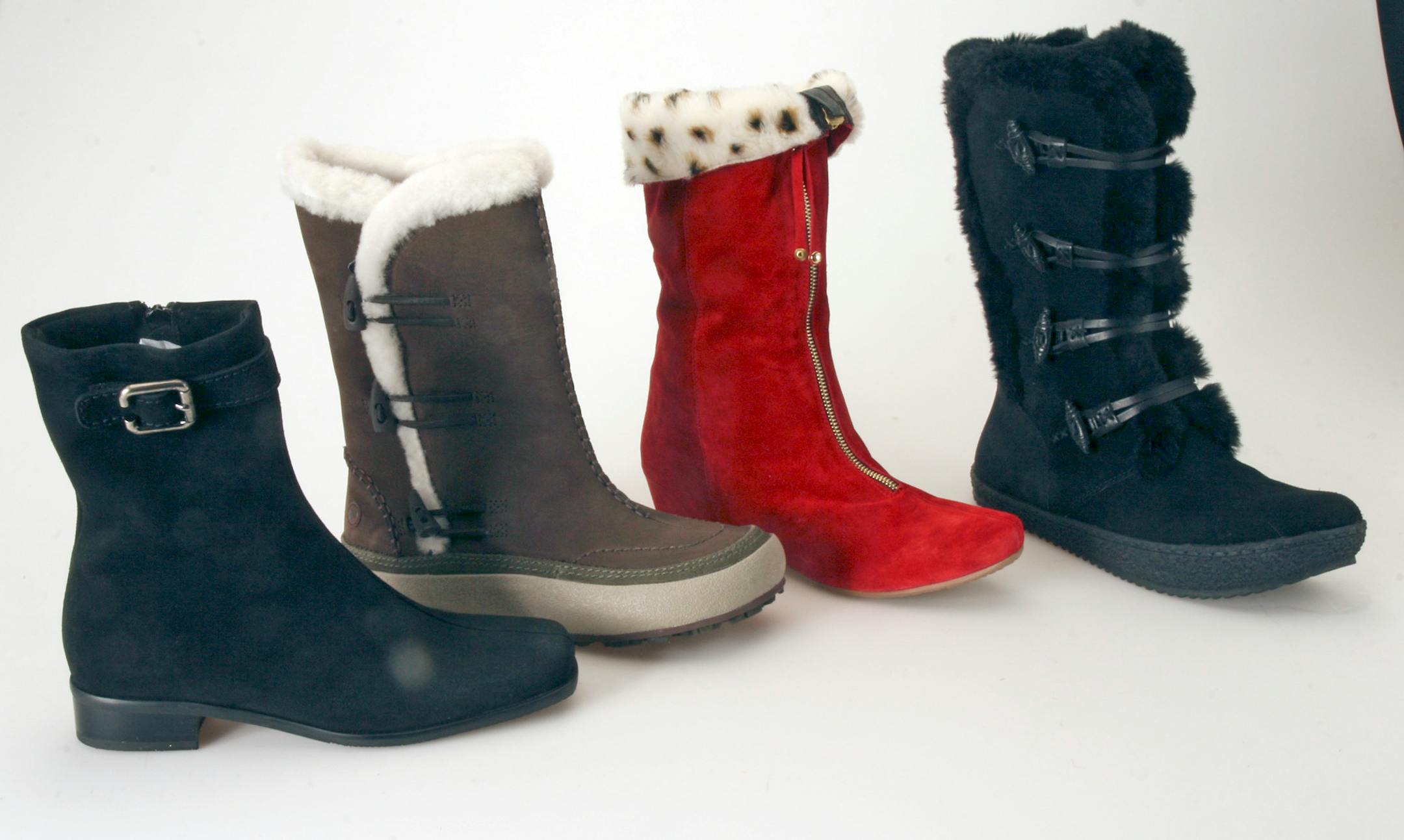 winter fashion fixes by sara glassman, an arrangement or 4 winter boots, NOTE, drop out or cut out background tones