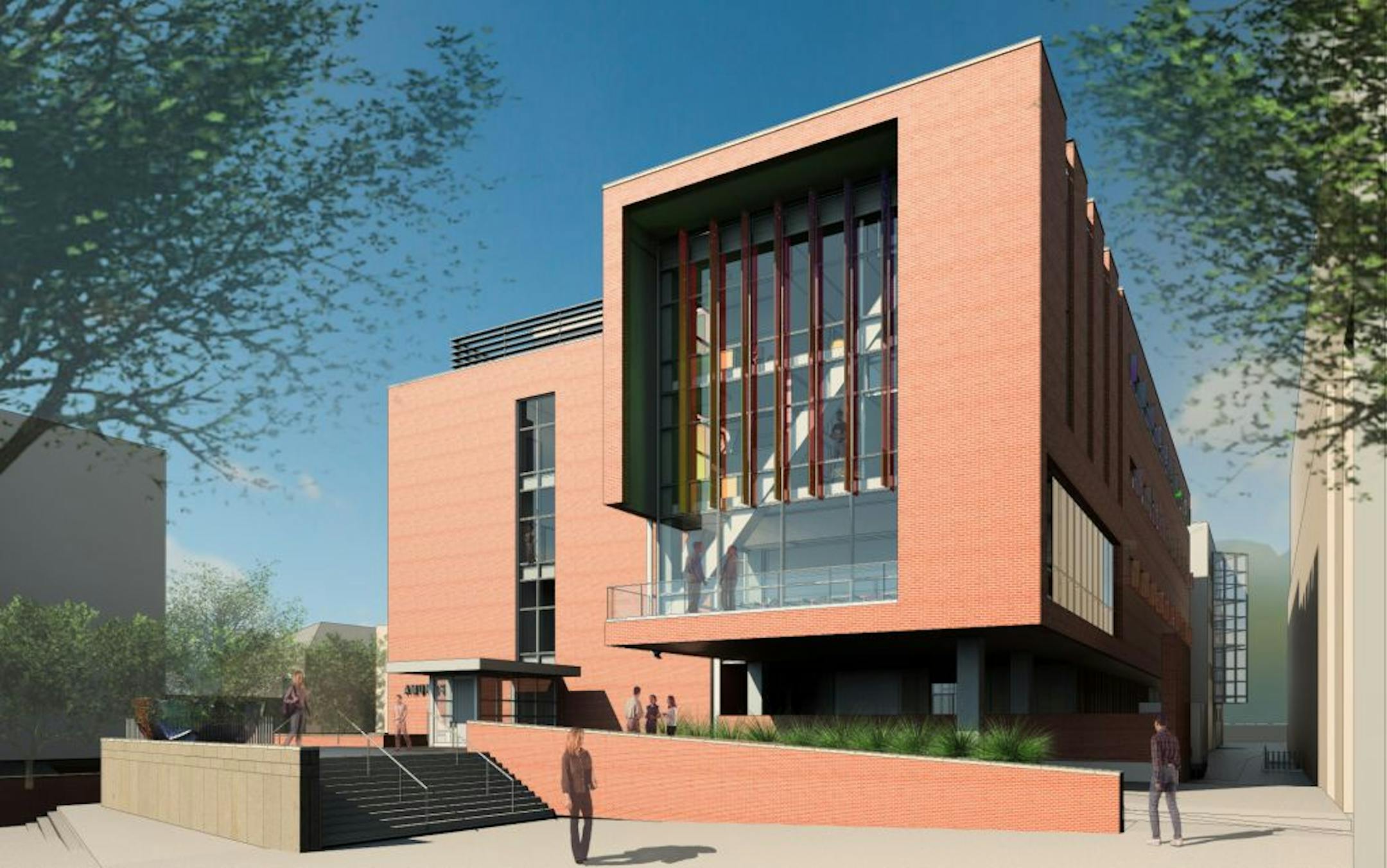 Aarchitectural rendering of the Amundson Hall expansion - a NE view.