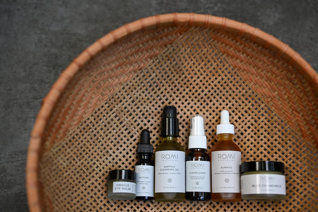 An assortment of products from Romi Apothecary.