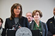 Minneapolis Police Chief Janee Harteau, lelft, with Mayor Betsy Hodges in March. The two met on Wednesday.