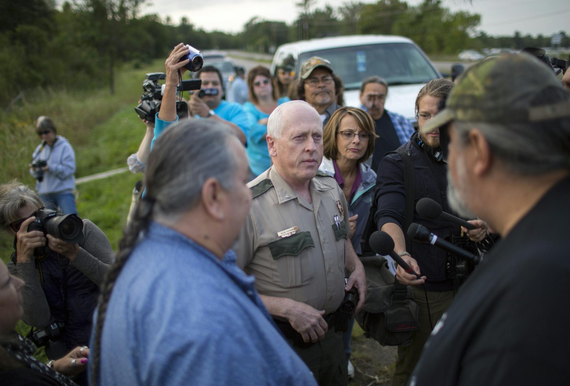DNR Enforcement Chief Ken Soring presented a one day use permit to the Chippewa band preparing to enter Hole In The Day Lake for wild ricing Thursday morning.