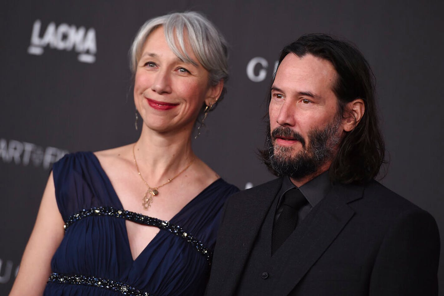 Alexandra Grant and Keanu Reeves at the 2019 LACMA Art and Film Gala at Los Angeles County Museum of Art on Saturday, Nov. 2, 2019.