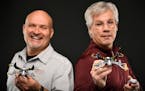 QFO Labs CEO Brad Pedersen, left, and president Jim Fairman stood for a portrait in the Star Tribune studio with one of their company's drones. ] AARO