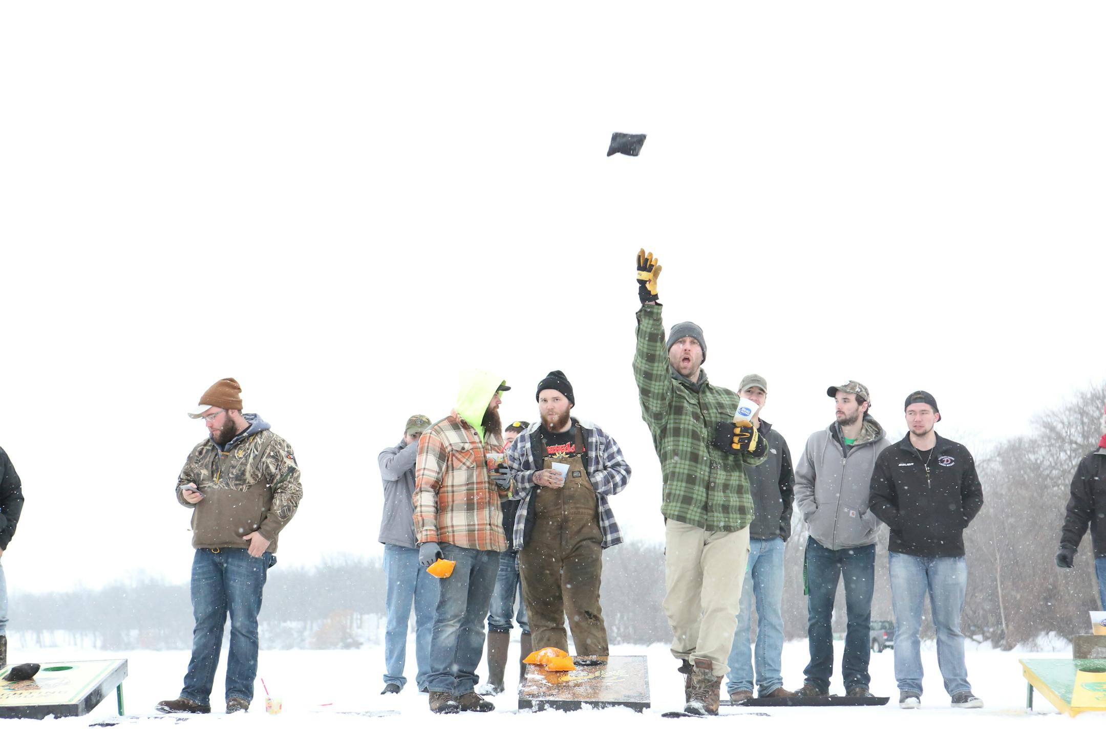 Organizers of an outdoor Super Bowl party in Otter Tail County plan to start Super Bowl Sunday with beanbags and Bloody Marys.