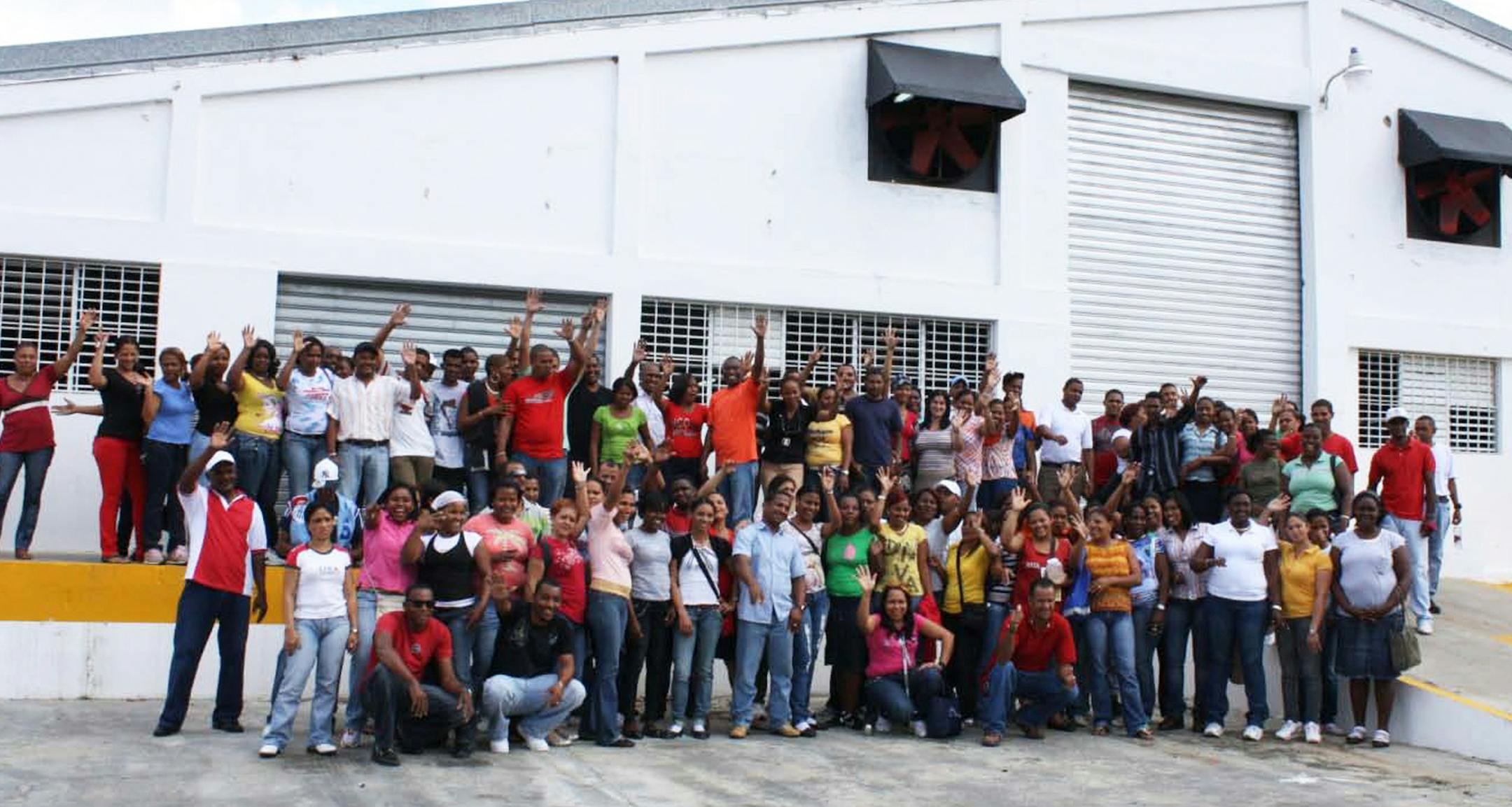Workers outside the Alta Gracia factory in the Dominican Republic
