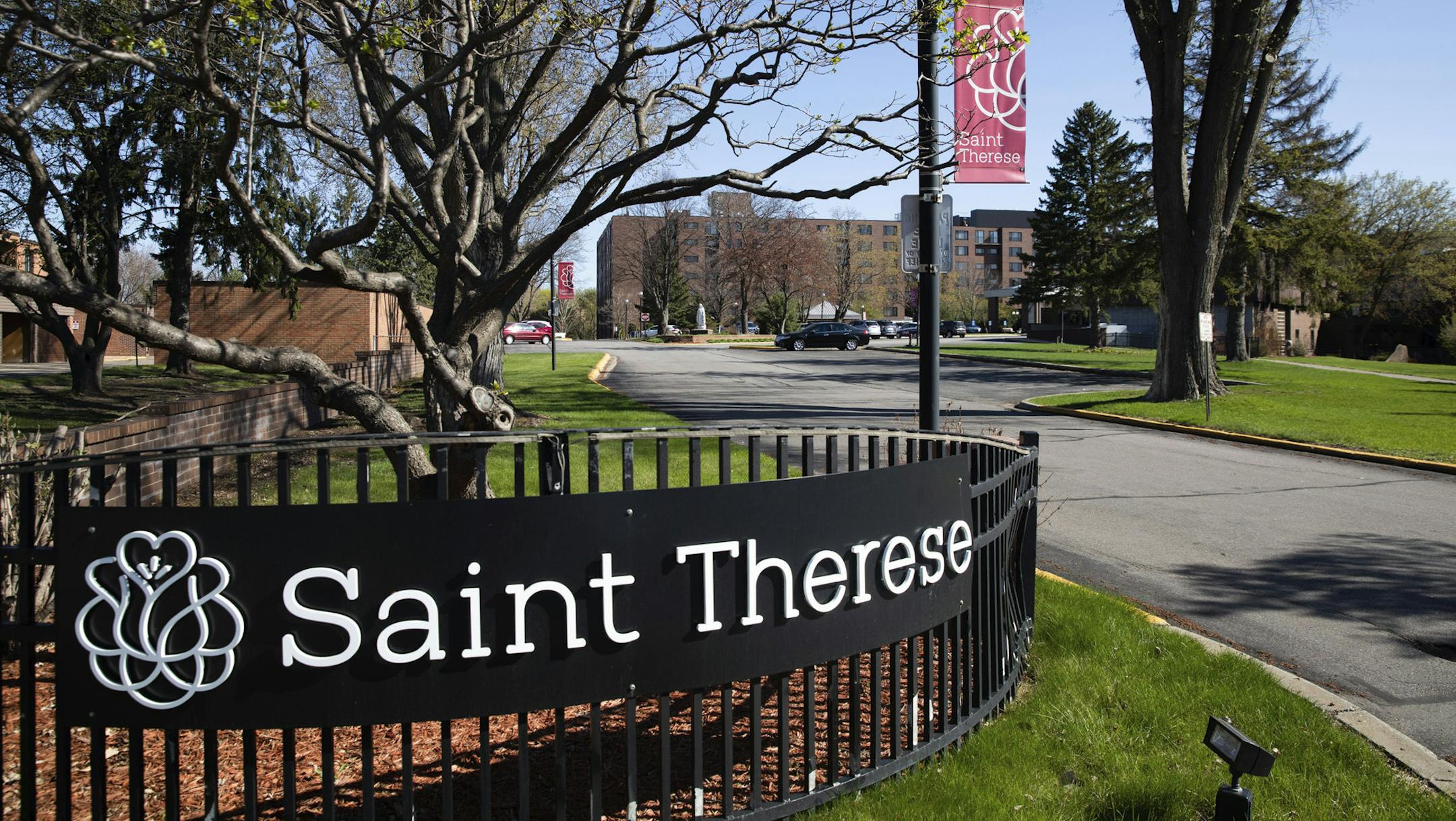 Saint Therese Senior Services in New Hope, Minn., on Thursday, April 30, 2020. A suburban Minneapolis nursing home said 47 residents have died from complications of COVID-19, the most at any long-term care facility in Minnesota. (Evan Frost/Minnesota Public Radio via AP)