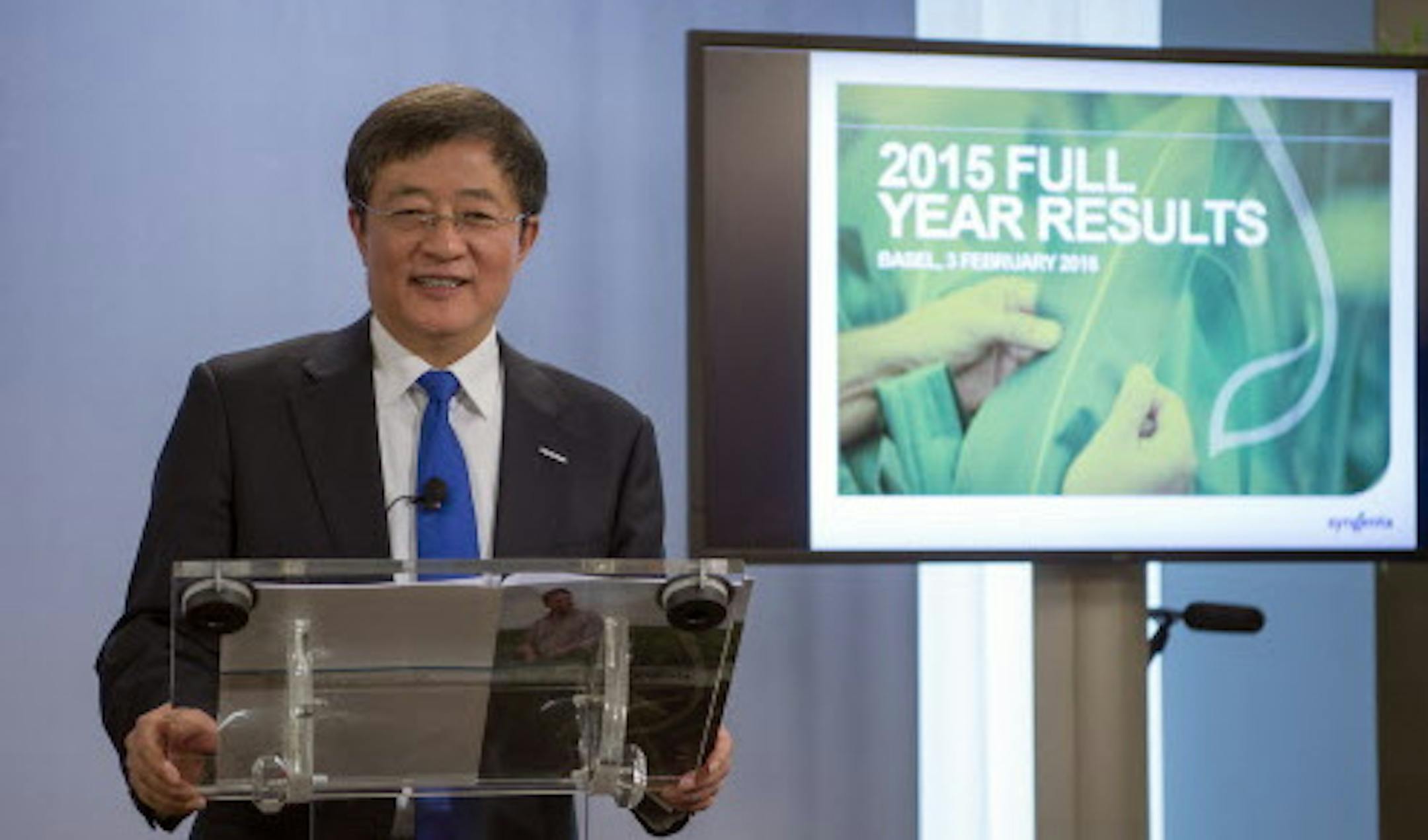 Ren Jianxin, Chairman of ChemChina (China National Chemical Corporation), speaks during the annual press conference of agrochemical company Syngenta in Basel, Switzerland on Wednesday, Feb. 3, 2016. The Chinese state-owned chemical maker offered to buy Swiss pesticide giant Syngenta for US $43 billion in what would be the biggest-ever foreign acquisition by a Chinese company. Syngenta AG said its board is recommending shareholders accept the offer from ChemChina. (Georgios Kefalas/Keystone via A
