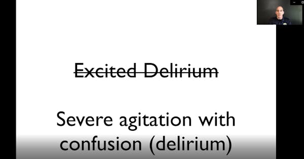 A screenshot from a training video shows that although Minneapolis police no longer use the term “excited delirium,” how to manage it is still bei