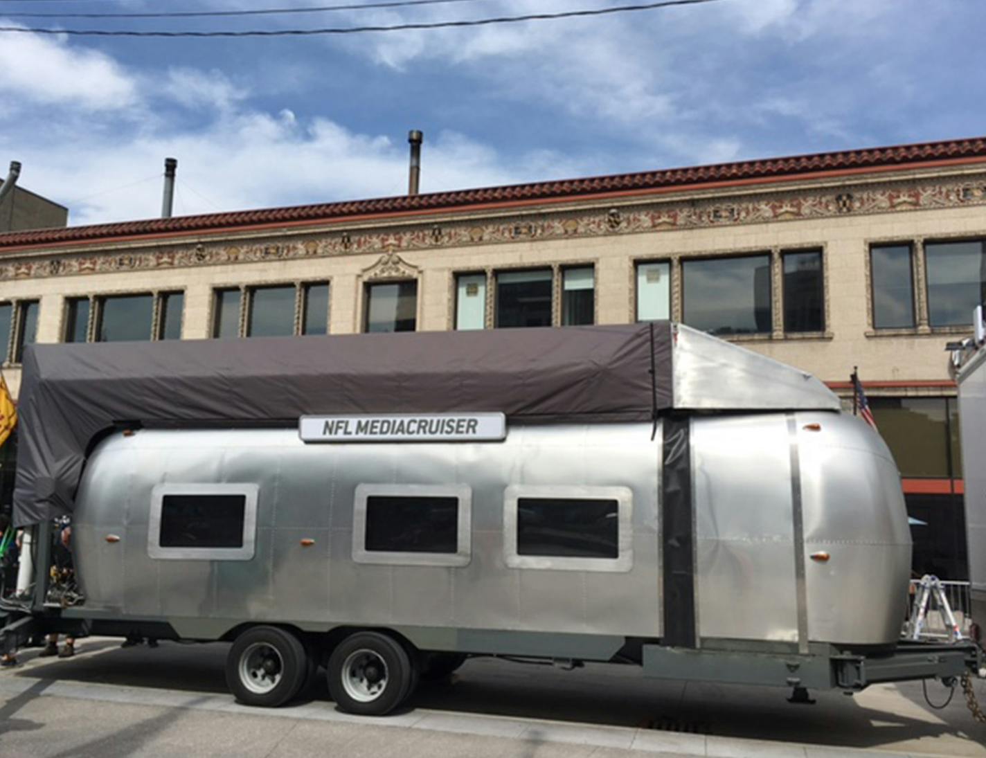 NFL Network's MediaCruiser, a set on wheels. (Photo by MICHAEL RAND, Star Tribune)