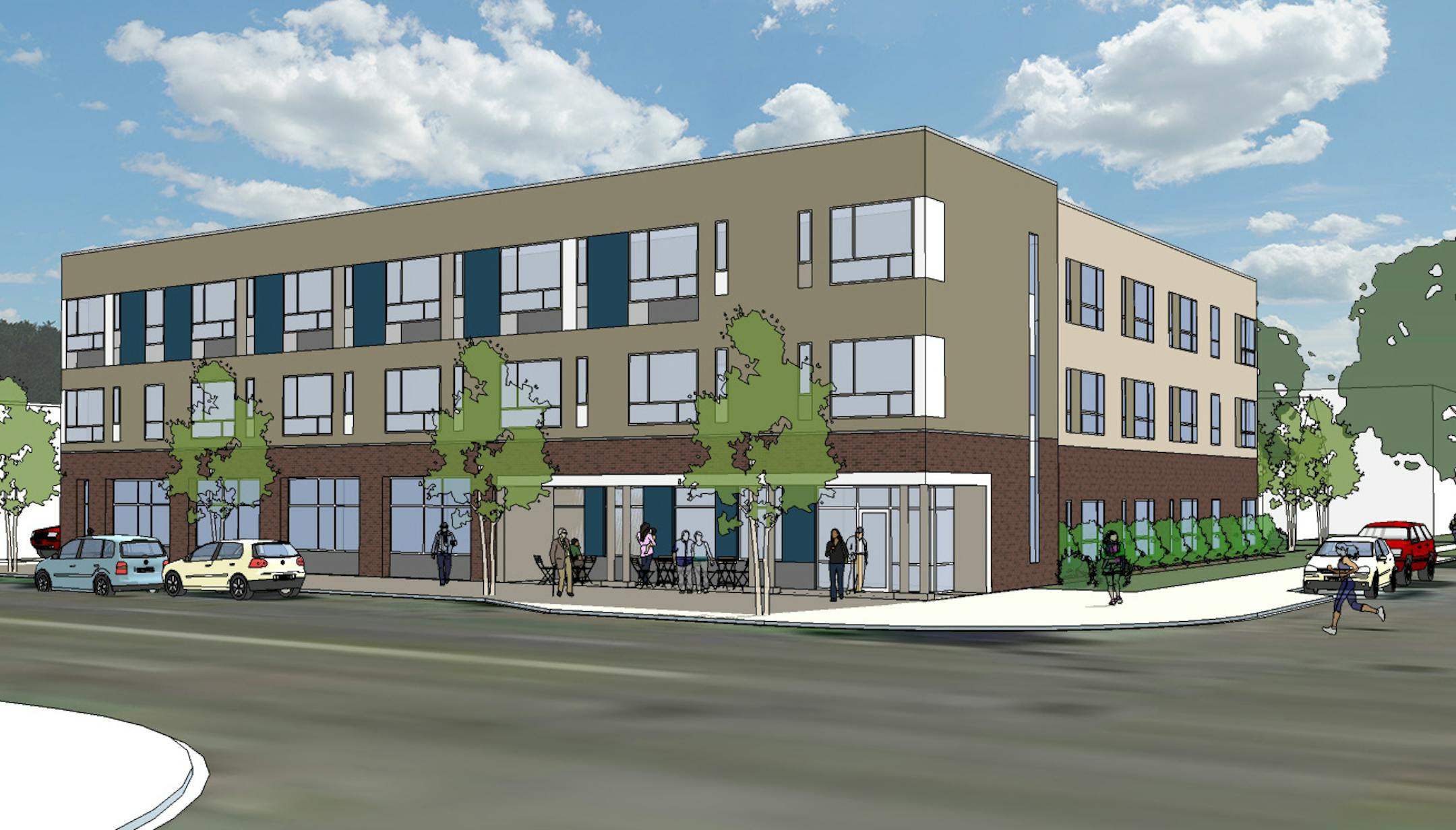 An architectís rendering shows the new Minnehaha Commons, which will include 41 units of affordable housing for people age 55 and older who are homeless. The project planned by Alliance Housing Inc.is being supported by a Live Well at Home grant.