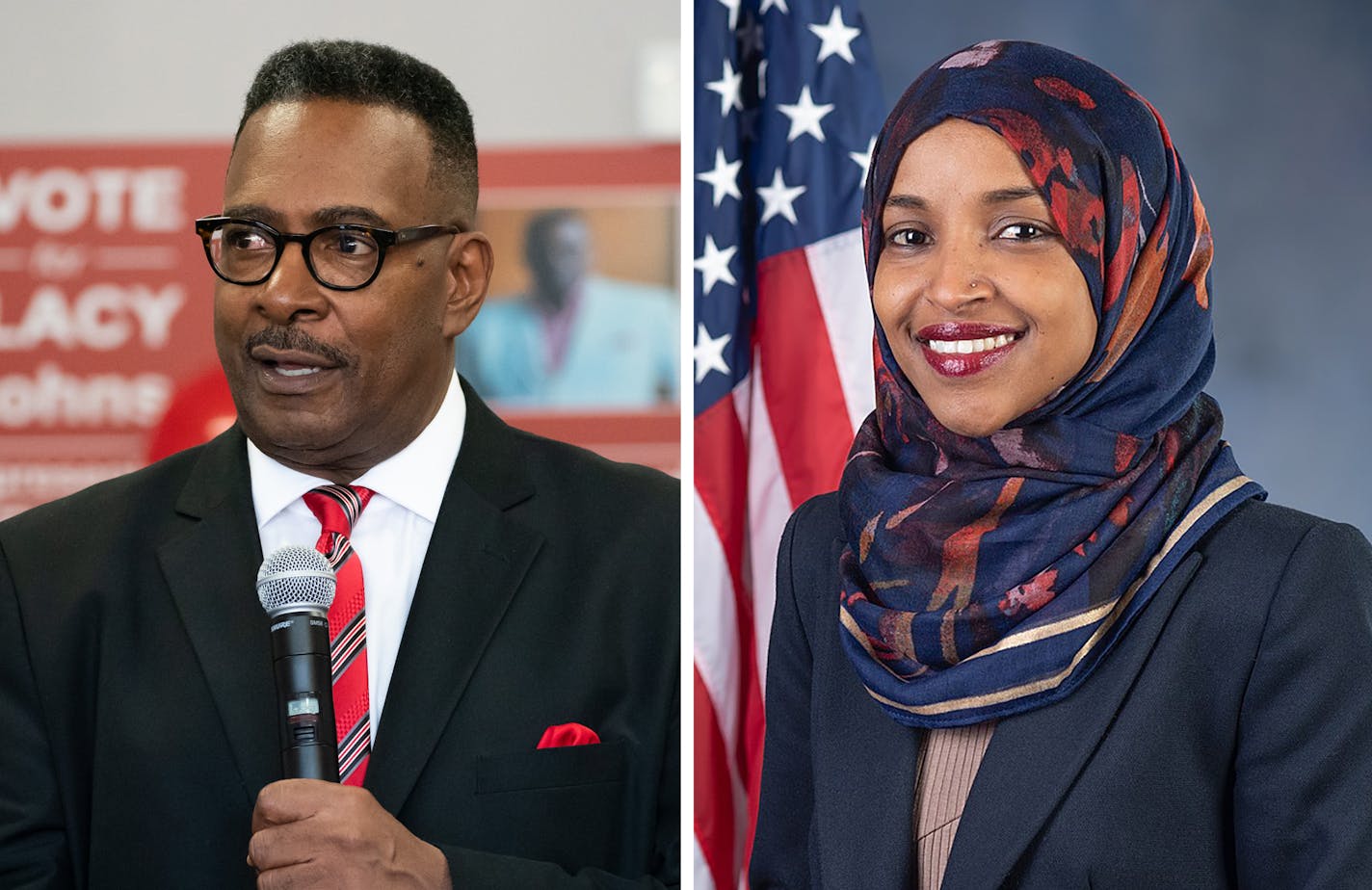 Republican challenger Lacy Johnson and Democratic Rep. Ilhan Omar