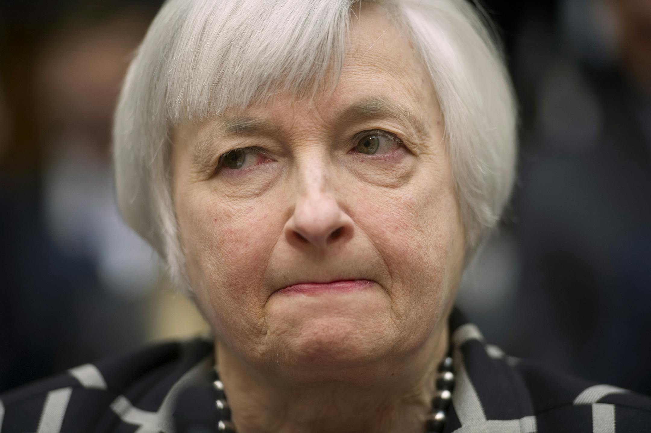 Federal Reserve Chair Janet Yellen listens while testifying on Capitol Hill in Washington.
