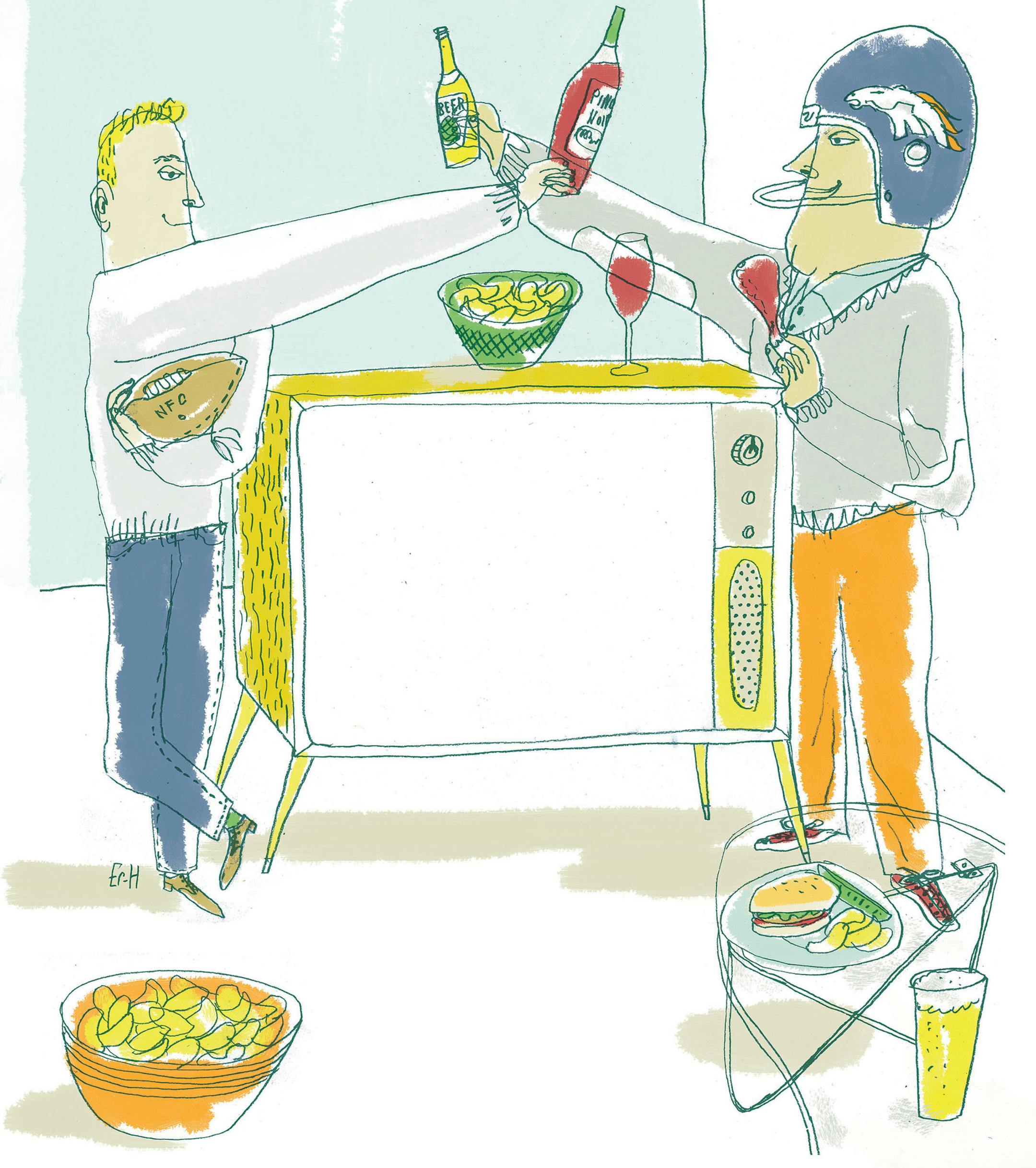 Beer and wine pairings illo for Taste. By Eric Hanson, Special to the Star Tribune