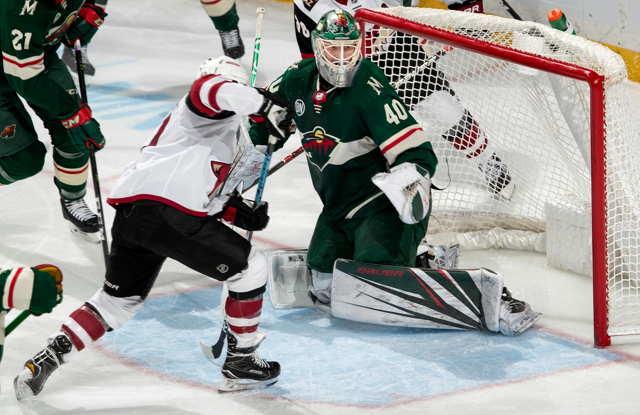 The Coyotes' Michael Grabner shot the puck past Wild goalie Devan Dubnyk for a third-period goal in Arizona's 4-3 victory at Xcel Energy Center on Tuesday.