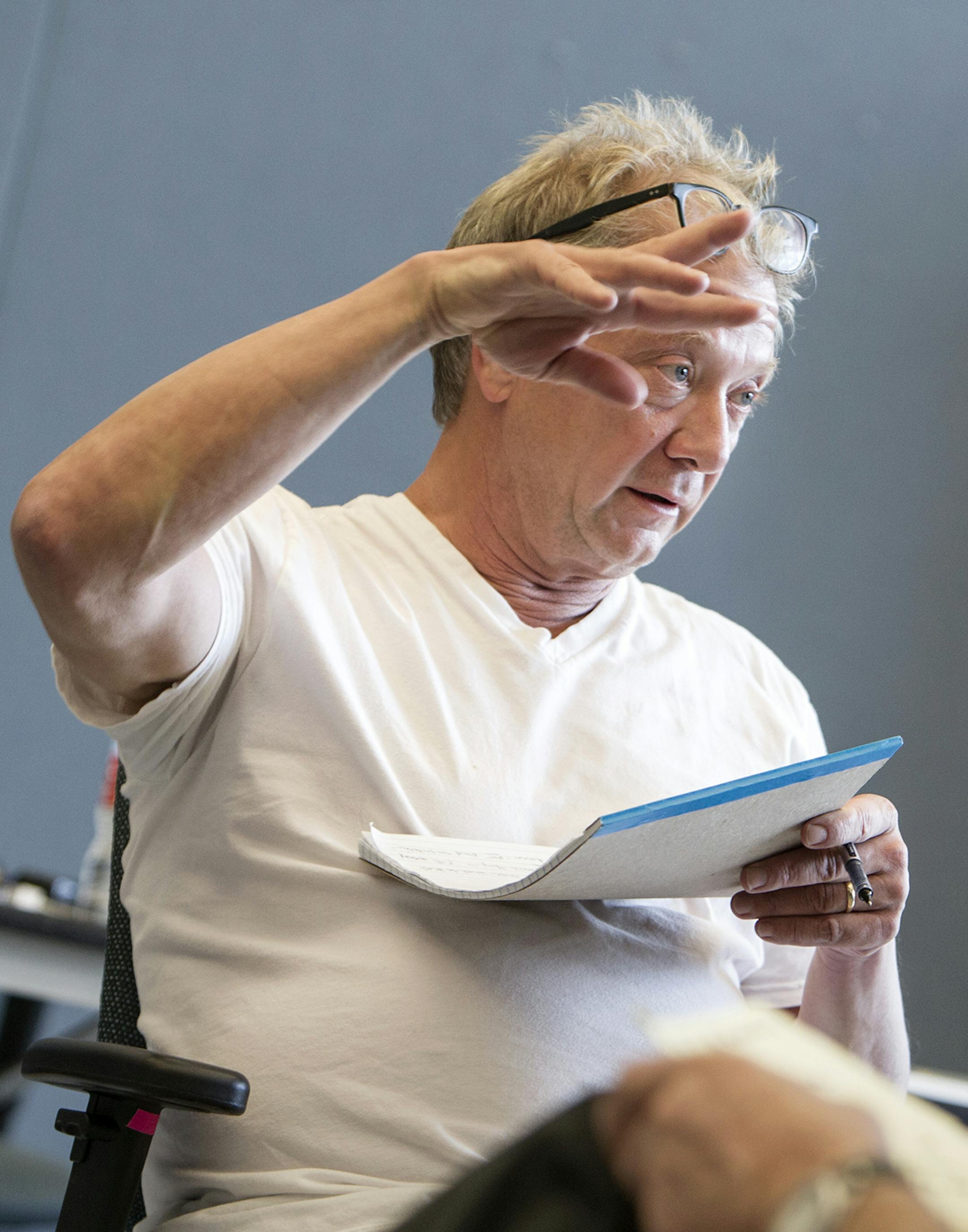 Director Jeff Perry gives notes during a rehearsal for "A Steady Rain" at the Guthrie Theater in Minneapolis October 6, 2014. (Courtney Perry/Special to the Star Tribune)