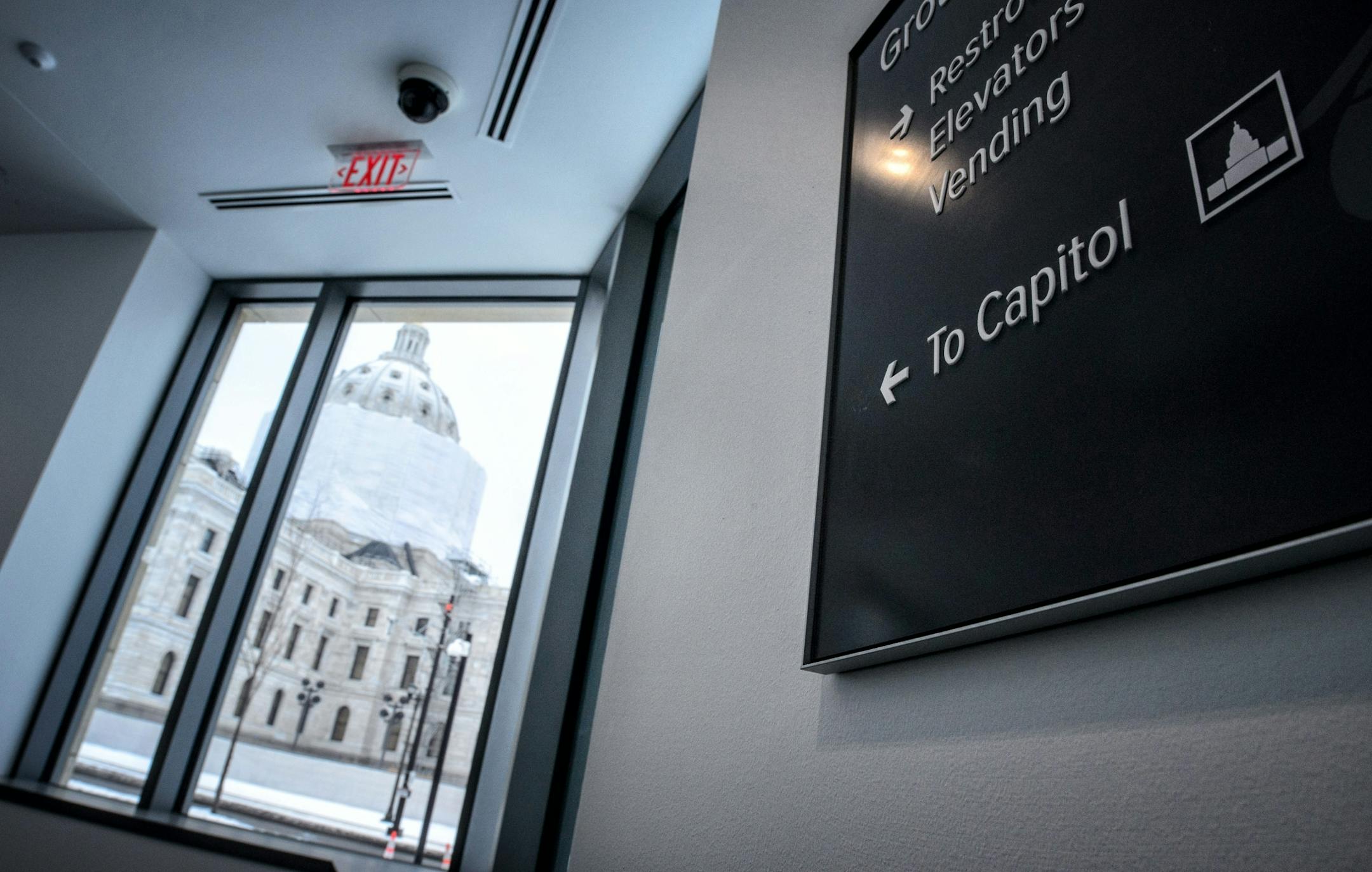 Views of the new Minnesota Senate Building across University Ave from the State Capitol.