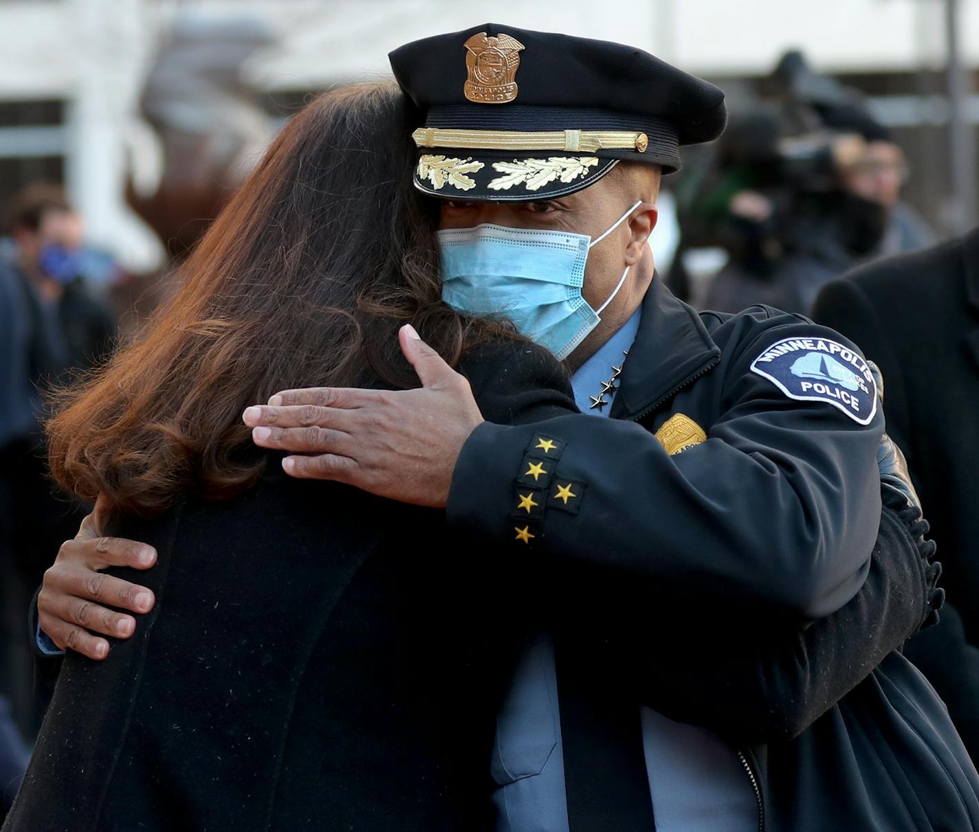 Minneapolis Police Chief Medaria Arradondo got support Thursday following a news conference to rally against any effort to defund or dismantle the Minneapolis Police Department.