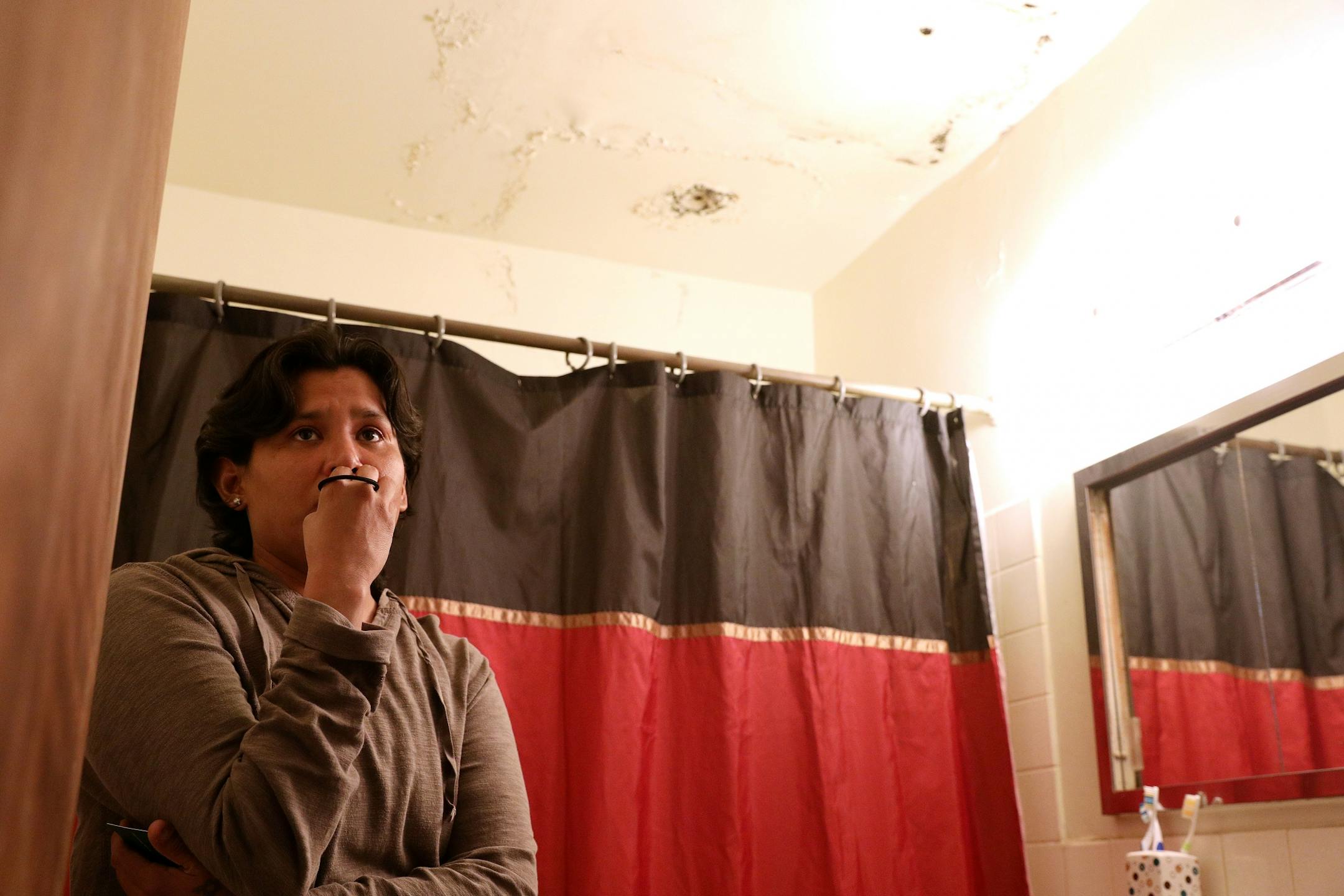 Bridget Peake talked about the mold growing on the ceiling of her apartment unit.