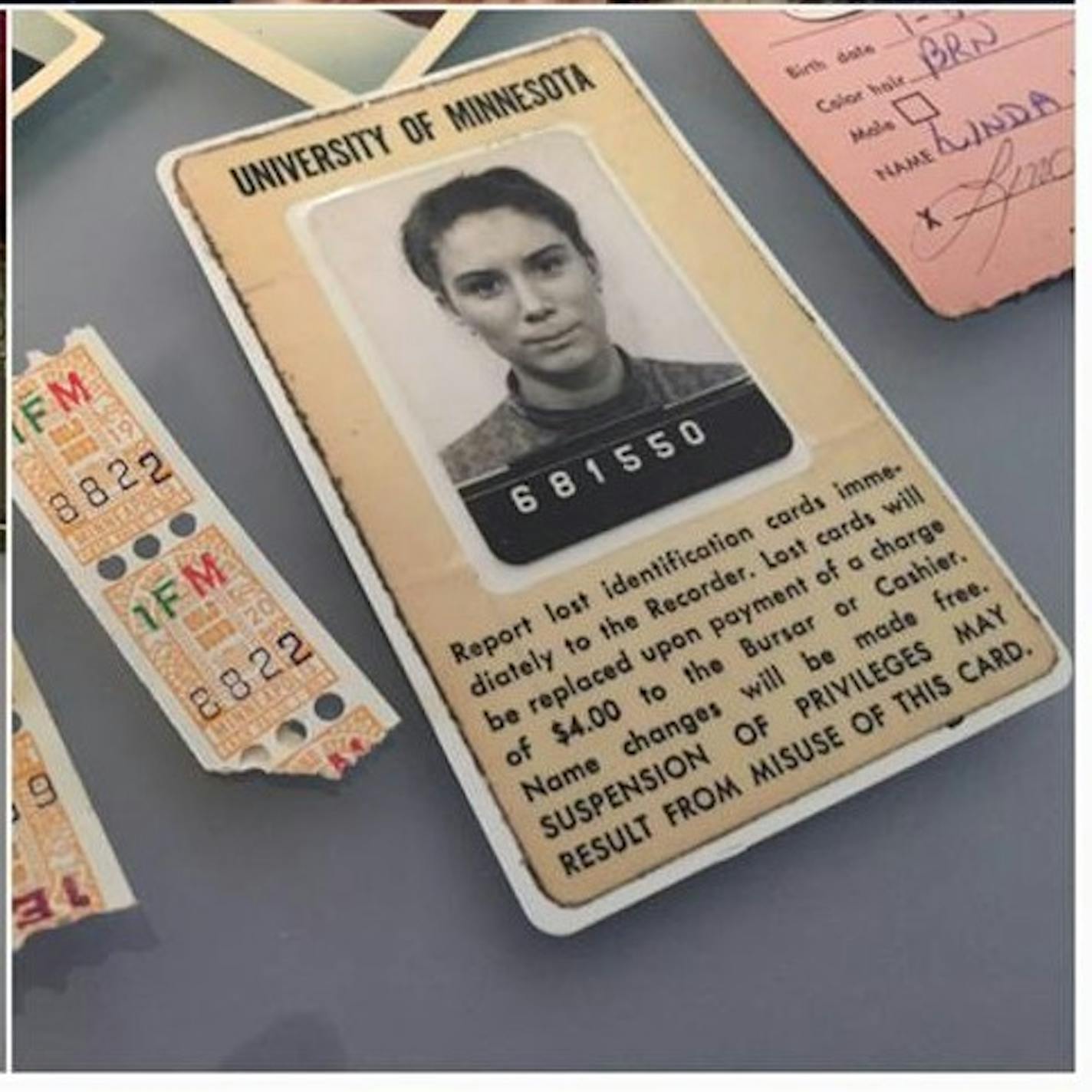 This student ID helped reunite Linda Rost with her wallet stolen in 1969. ORG XMIT: 5W7XPpfmjPifwn4VHO13