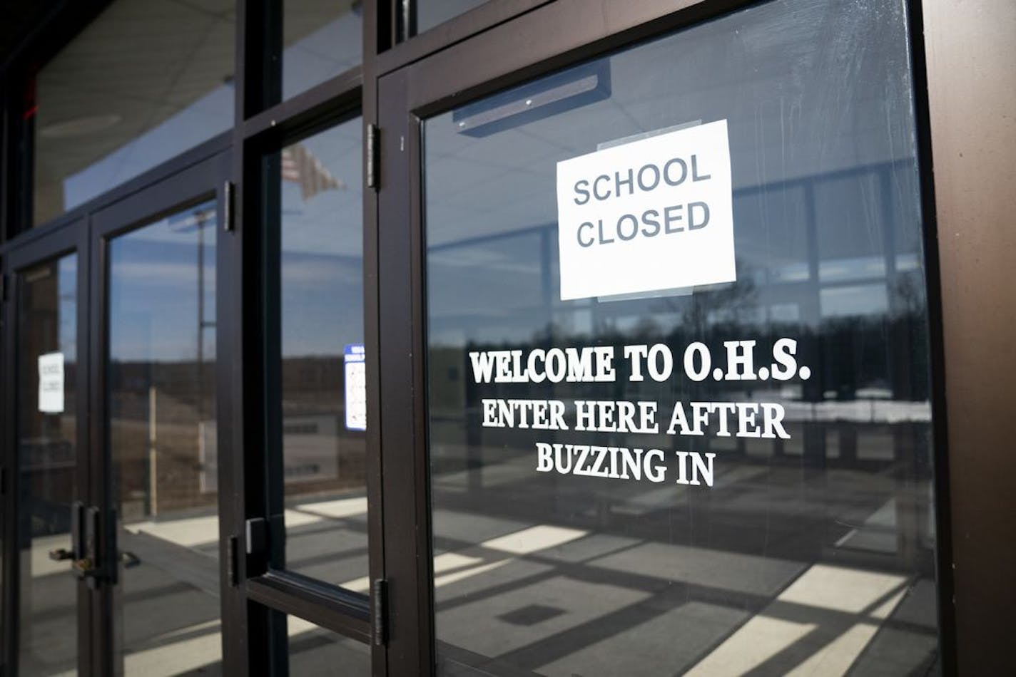 Daily life across Minnesota is rapidly changing as organizations and institutions quickly maneuver to slow the spread of the novel coronavirus. Osceola High School was closed Tuesday for cleaning after someone testing positive for the coronavirus attended a function Saturday at the school. Photographed in Osceola, Wis., on Tuesday, March 10, 2020.