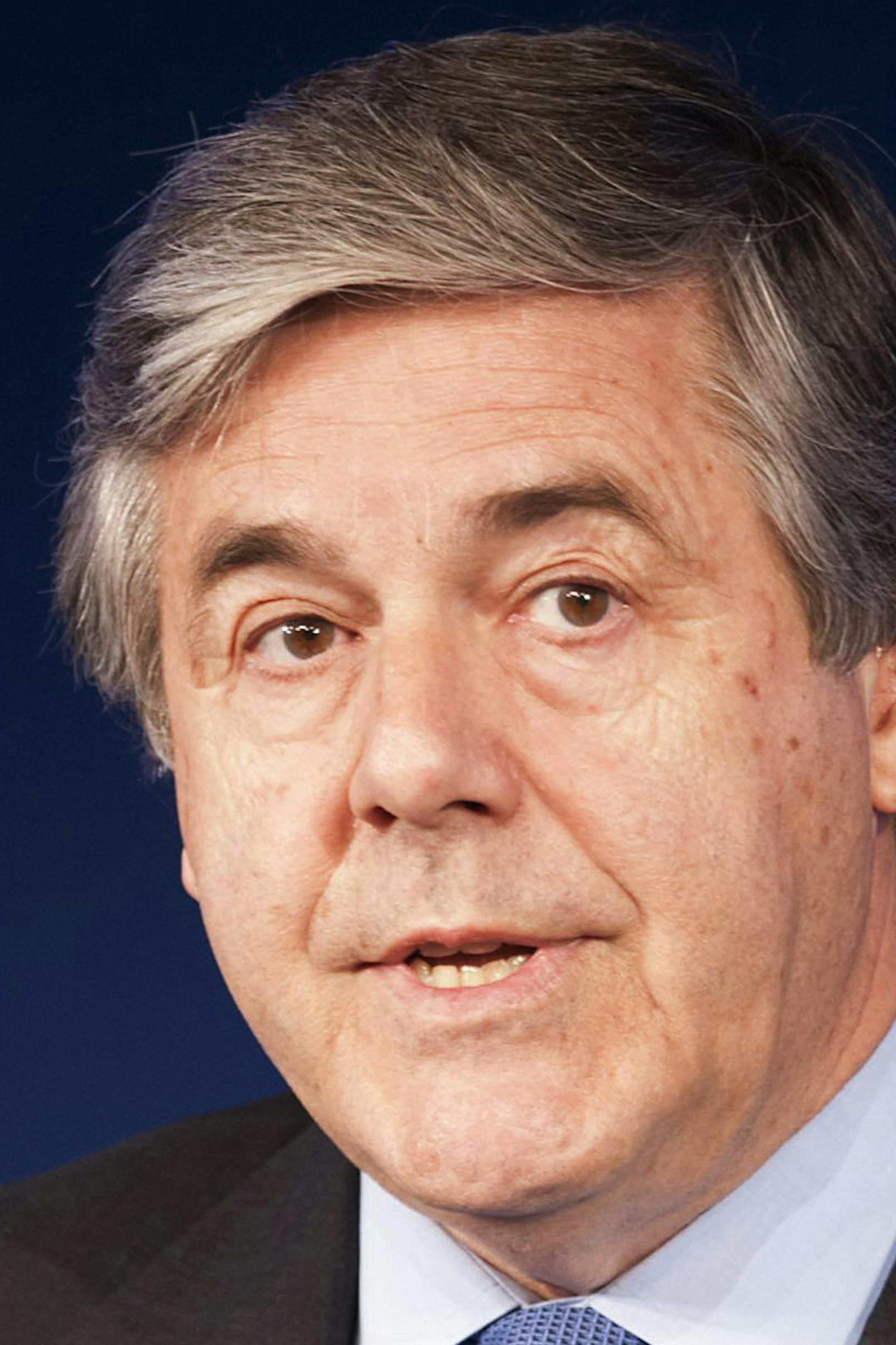 FILE - In this May 2, 2013 file photo the chairman of the Zurich Insurance Group Josef Ackermann speaks at the St. Gallen Symposium in St. Gallen, Switzerland. Ackermann abruptly resigned Thursday, Aug. 29, 2013, over the apparent suicide of its chief financial officer, claiming he wants to avoid damaging the company's reputation. Ackermann, who is Swiss, said in a company statement that he was resigning because he believed the undisclosed accusations leveled against him by the family of decease