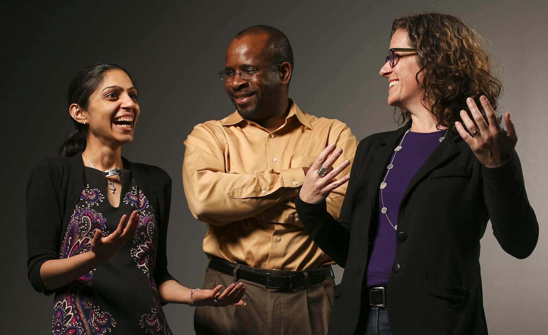 Shivani Khanna Stumpf of SPS Commerce, Dexter Wingfield of Pediatric Home Service, and Emily McAuliffe of Clockwork Active Media represent the employees of 2015's Top Workplaces in Minnesota.
