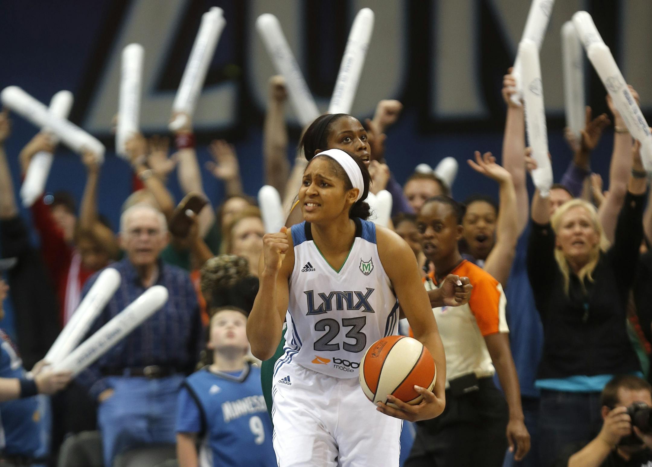 Maya Moore celebrated after the time ticked off the clock.