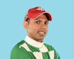 Jockey Jermaine Bridgmohan was injured Wednesday night in a fall at Canterbury Park. He remained hospitalized the next day with back, rib and lung inj