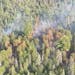 A fire burned in the BWCA southeast of Ely, Minn. on Tuesday Aug. 8, 2023.