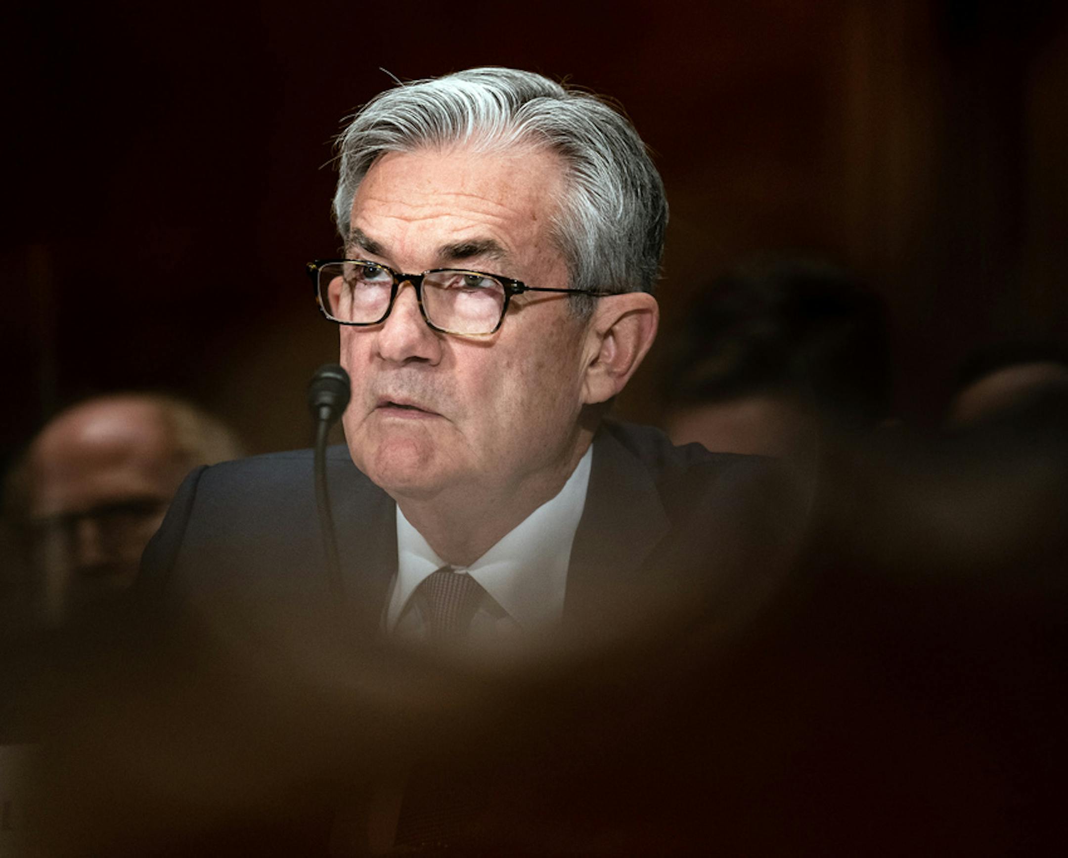FILE -- Federal Reserve Chairman Jerome Powell testifies before the Senate Banking Committee on Capitol Hill in Washington on Wednesday, Feb. 12, 2020. Congress has left it to the Treasury Department and the Federal Reserve to help midsize businesses, but the Fed&#x2019;s recently announced program will offer those companies only cheap bank loans that cannot be forgiven &#x2014; potentially saddling them with debt loads that would make a post-crisis rebound more painful. (Erin Schaff/The New Yor